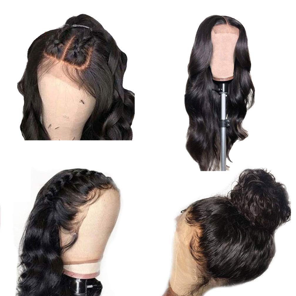 Jet Black 360 Lace Front Wig Human Hair 10A Brazilian Human Hair Wigs for Black Women with Baby Hair Body Wave #1 Color Small Cap 12