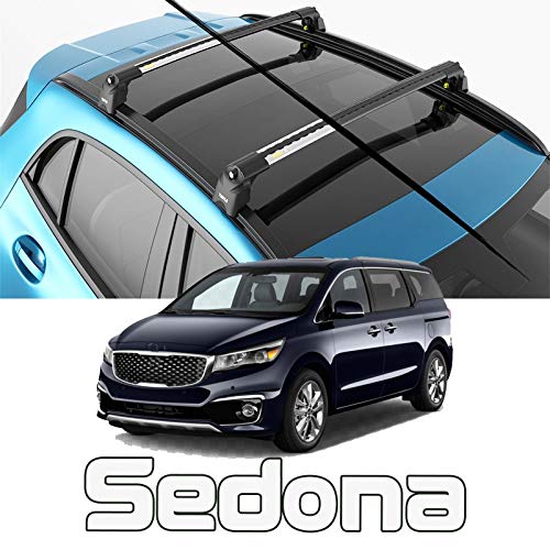 Turtle Brand Universal Roof Rack Cross Bars - Heavy Duty Black Sedan SUV Cargo Carrier | Compatible with Kia Sedona & Vehicles with Flush Roof Rails | Perfect for Road Trips, Camping Gear & Luggage Transport