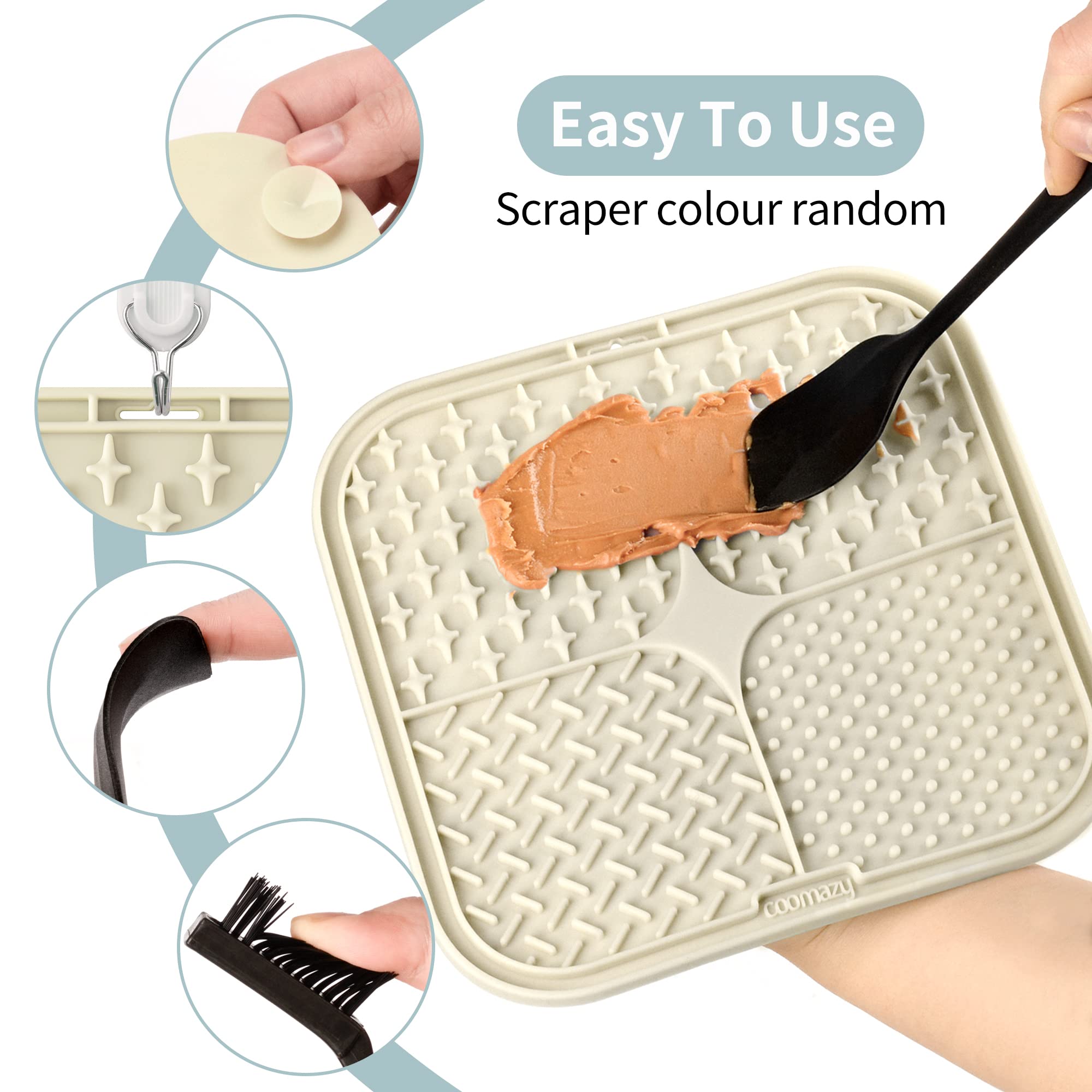 Coomazy Non-Slip Lick Mat for Dogs & Cats - Slow Feeder Pet Anxiety Relief - Perfect for Treats, Yogurt, Peanut Butter & Liver Paste - BPA Free & Non-Toxic (2-Pack) - Great for Grooming, Training & Stress Relief