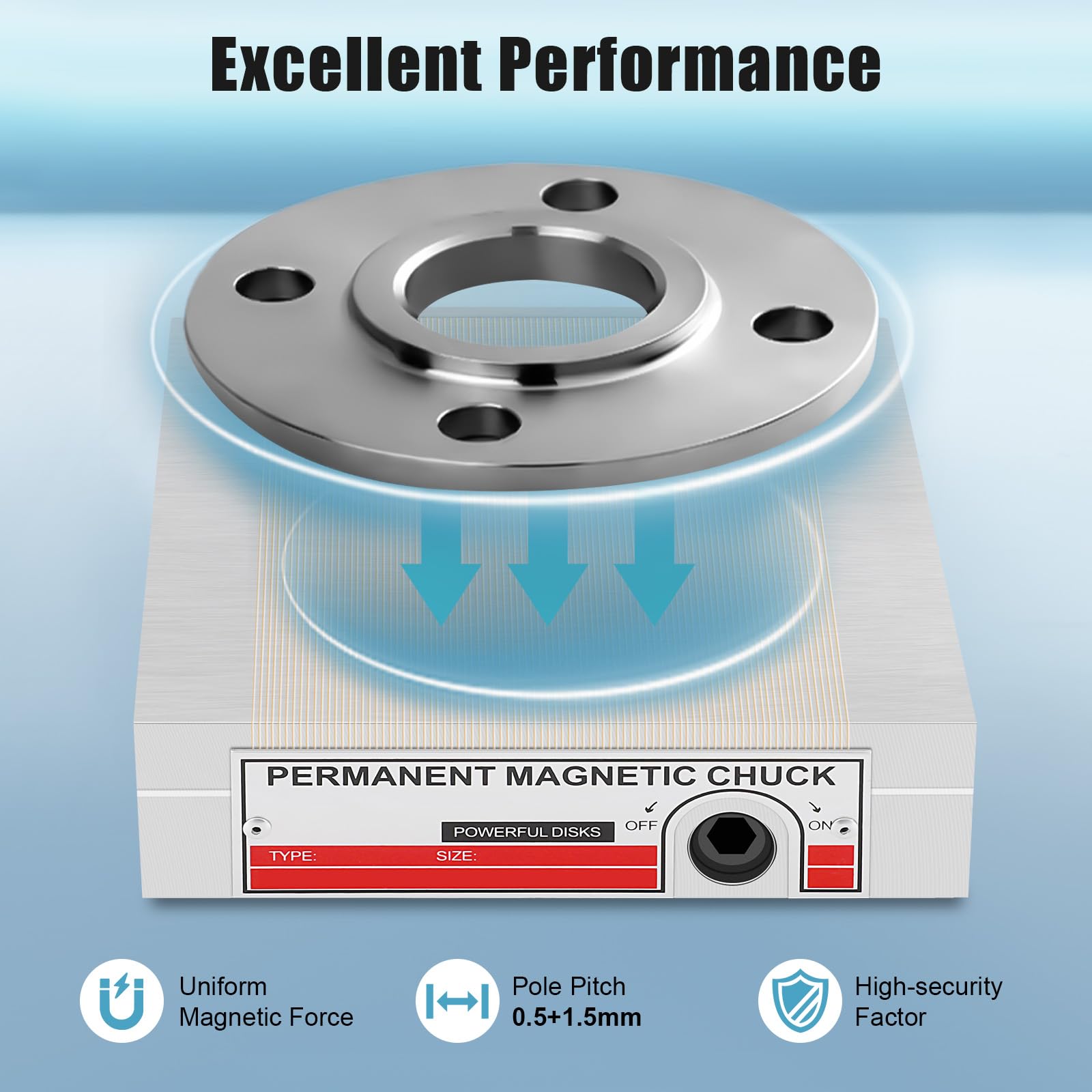 6x6 Inch Permanent Magnetic Chuck for Surface Grinder - Precision Tool for Metal Grinding & Polishing | Ideal for Workshop, DIY Projects & Industrial Use