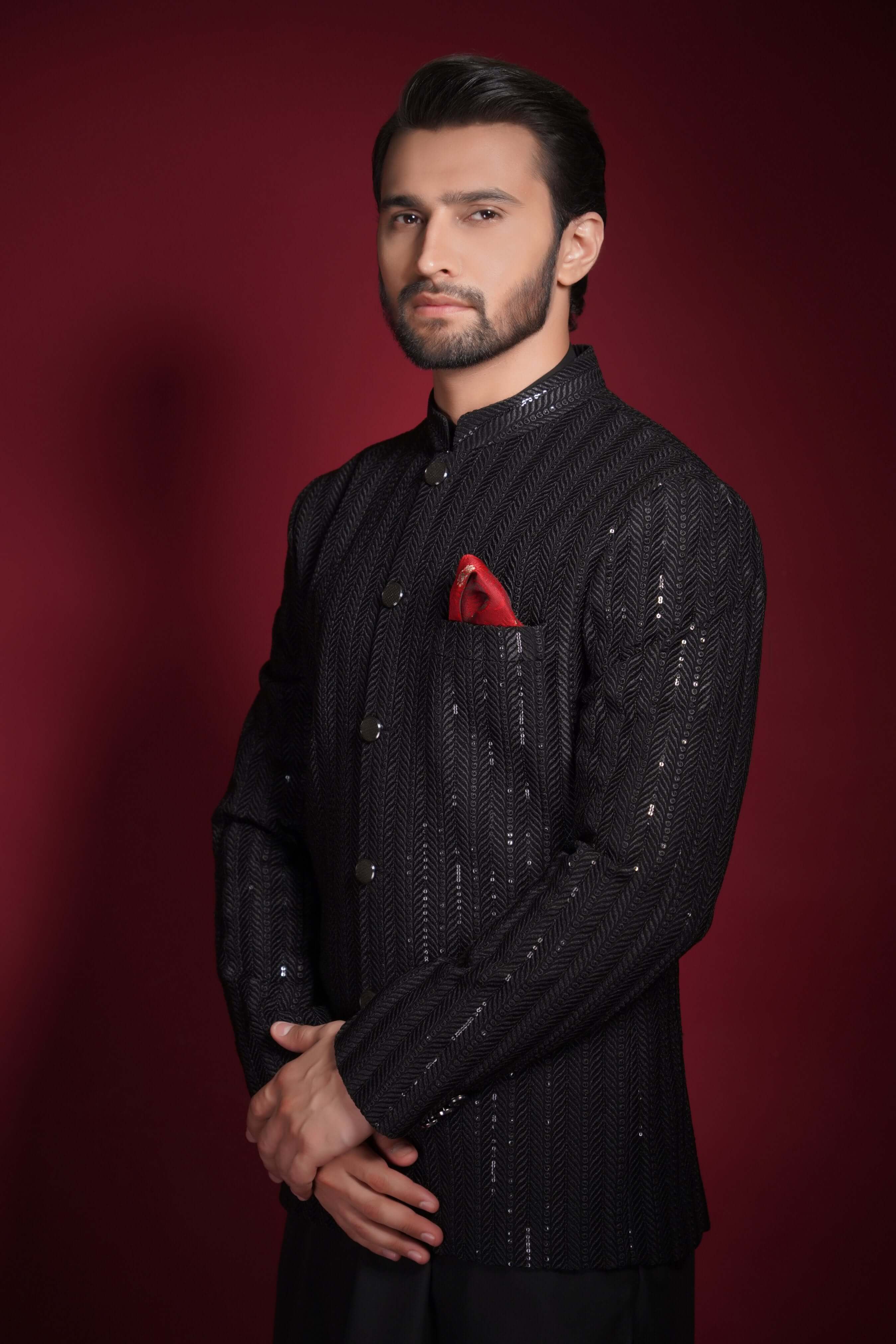 Black Maharaja Prince Jacket Set for Men - Royal Indian Costume for Halloween, Cosplay & Theme Parties