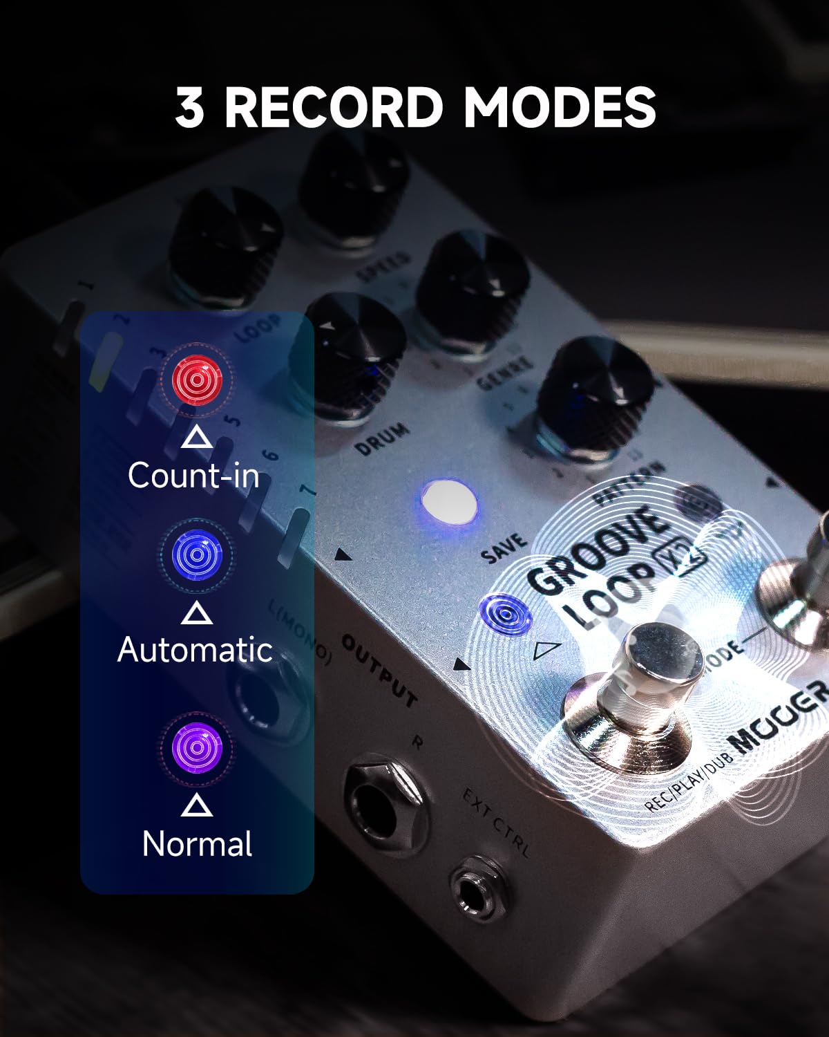 MOOER Groove Looper Pedal - Stereo Guitar Loop Recorder with 140 Minutes Loop Time & 121 Drum Grooves - Drum Machine & Editor Software Included (X2) - Perfect for Live Performances, Music Production & Home Studio Recording