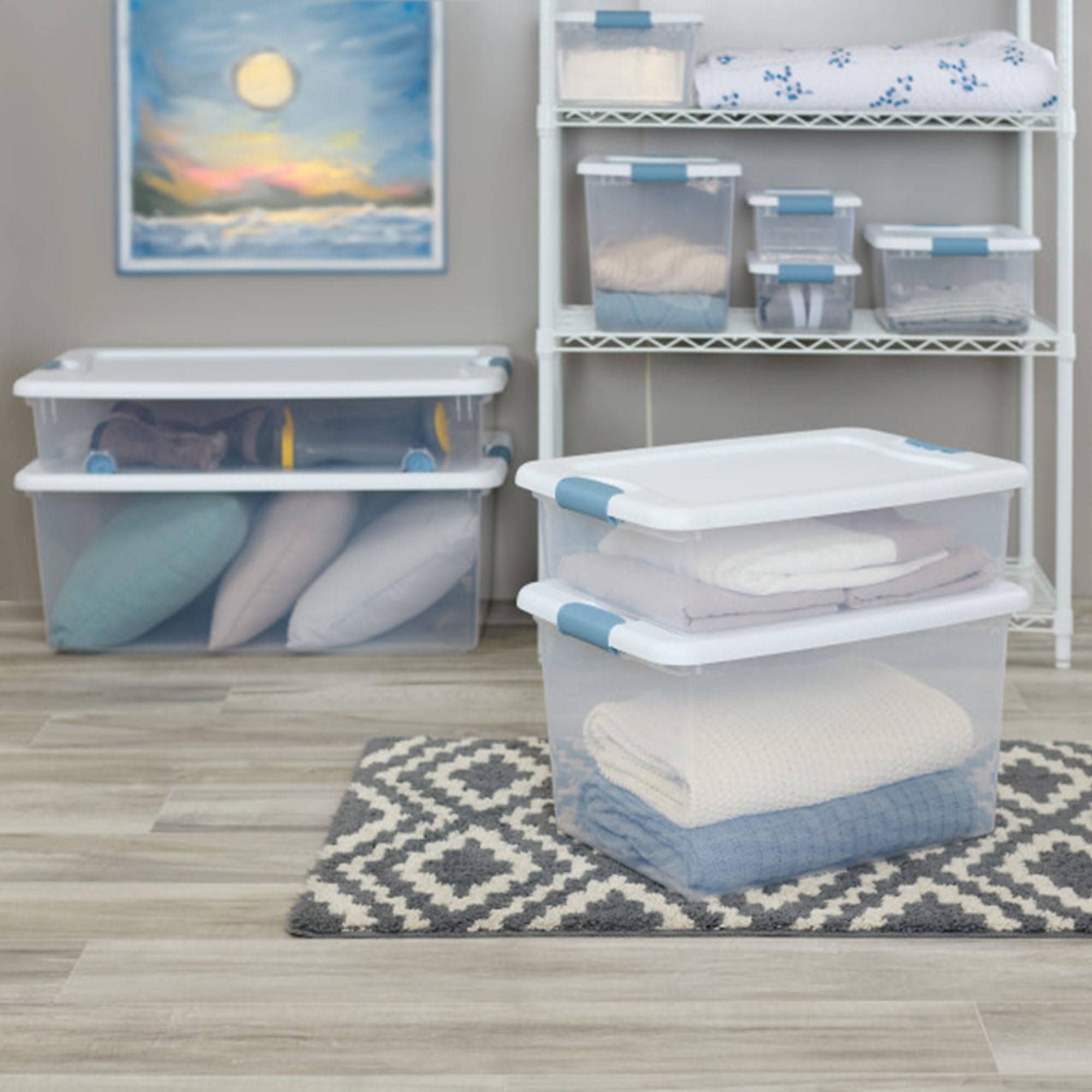 Sterilite 48-Pack 6 Quart Clear Plastic Storage Bins with Lids - Stackable Latching Box for Home Organization, Office Supplies & Toy Storage