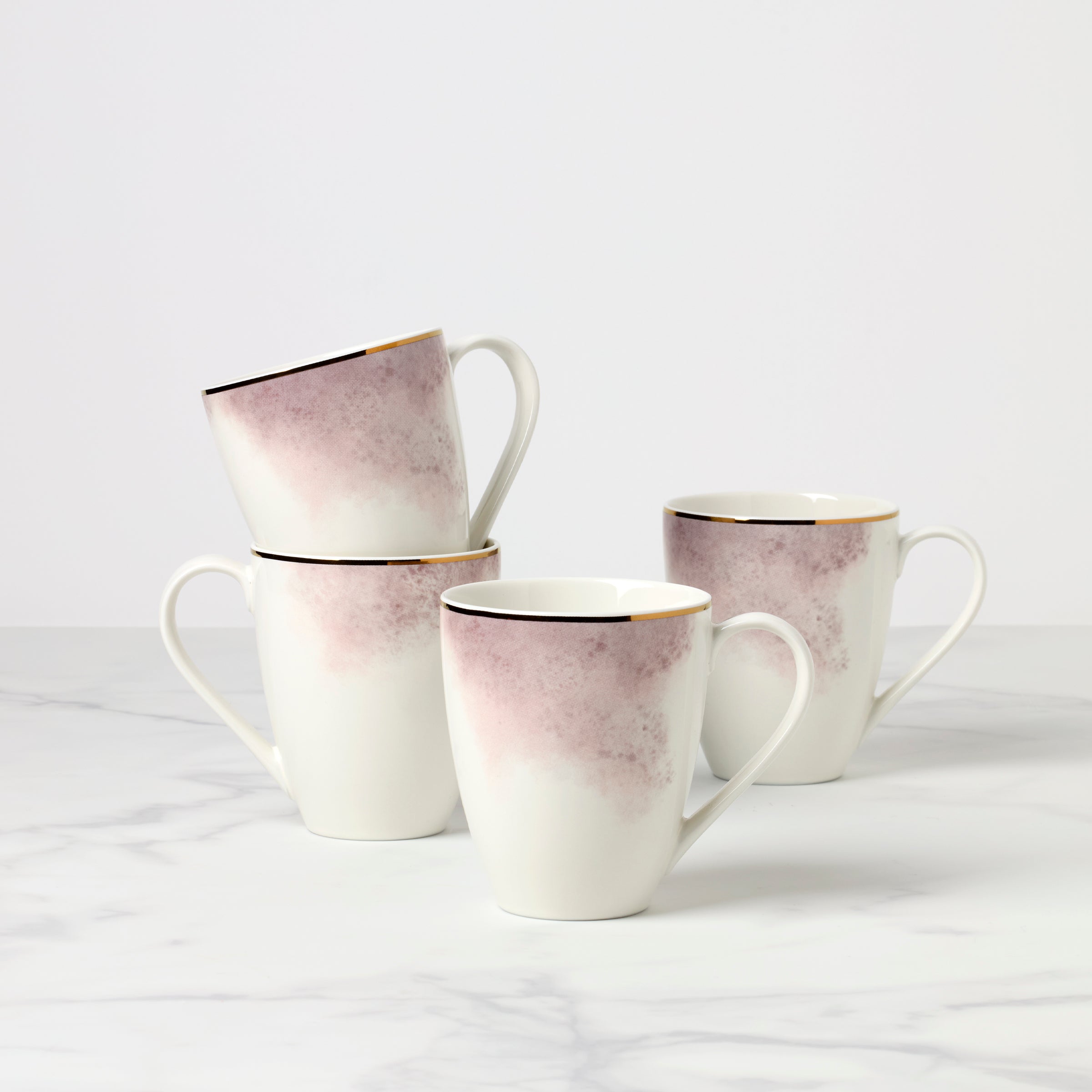 Trianna Coffee Mugs Set of 4 - 12oz Ceramic Tea Cups with Handle, Dishwasher Safe - Perfect for Home, Office, or Gifts