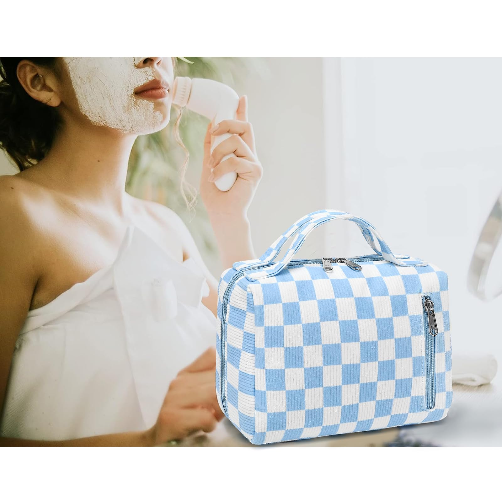 Bluboon Waterproof Makeup Bag with Zipper - Travel Cosmetic Organizer for Women & Girls - Perfect for Travel, Gym, and Daily Use