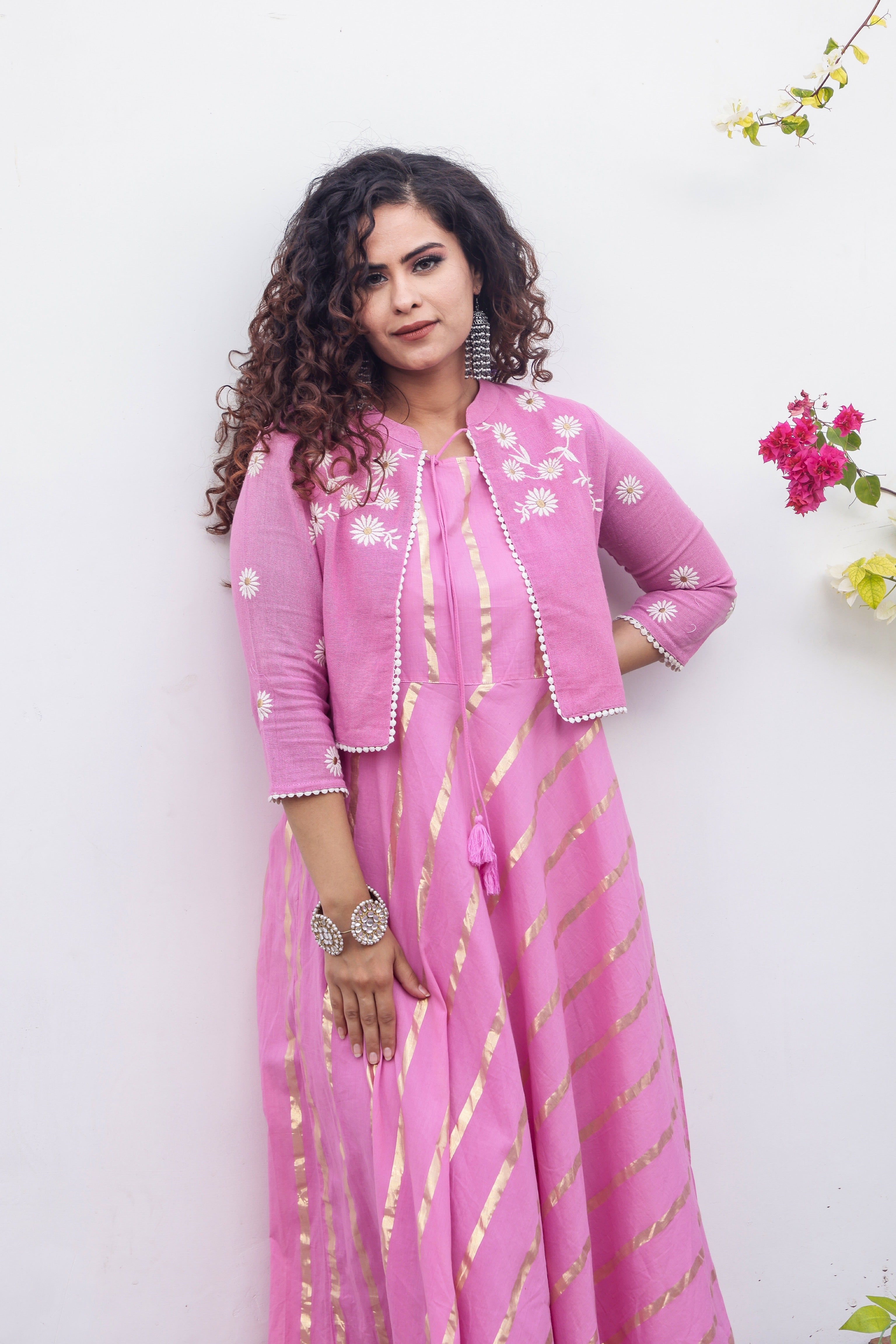 Lavender Embroidered Jacket & Maxi Dress Set - Floral Boho Outfit for Women | Perfect for Spring Weddings, Garden Parties & Date Nights