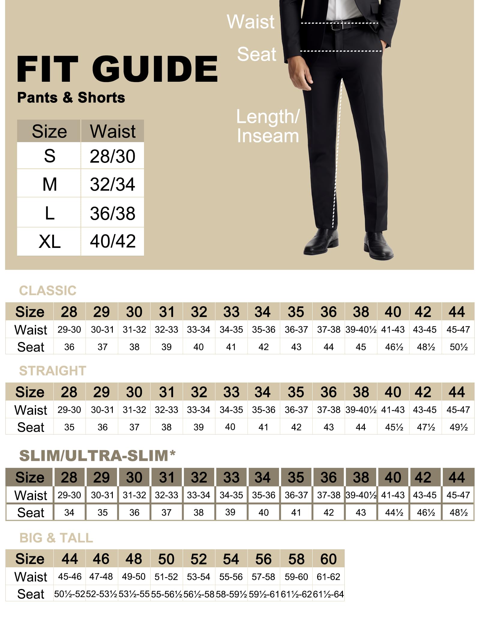 Men's Slim Fit Dress Pants with Expandable Waist - No Iron Flat Front Suit Pants for Office, Business & Formal Occasions