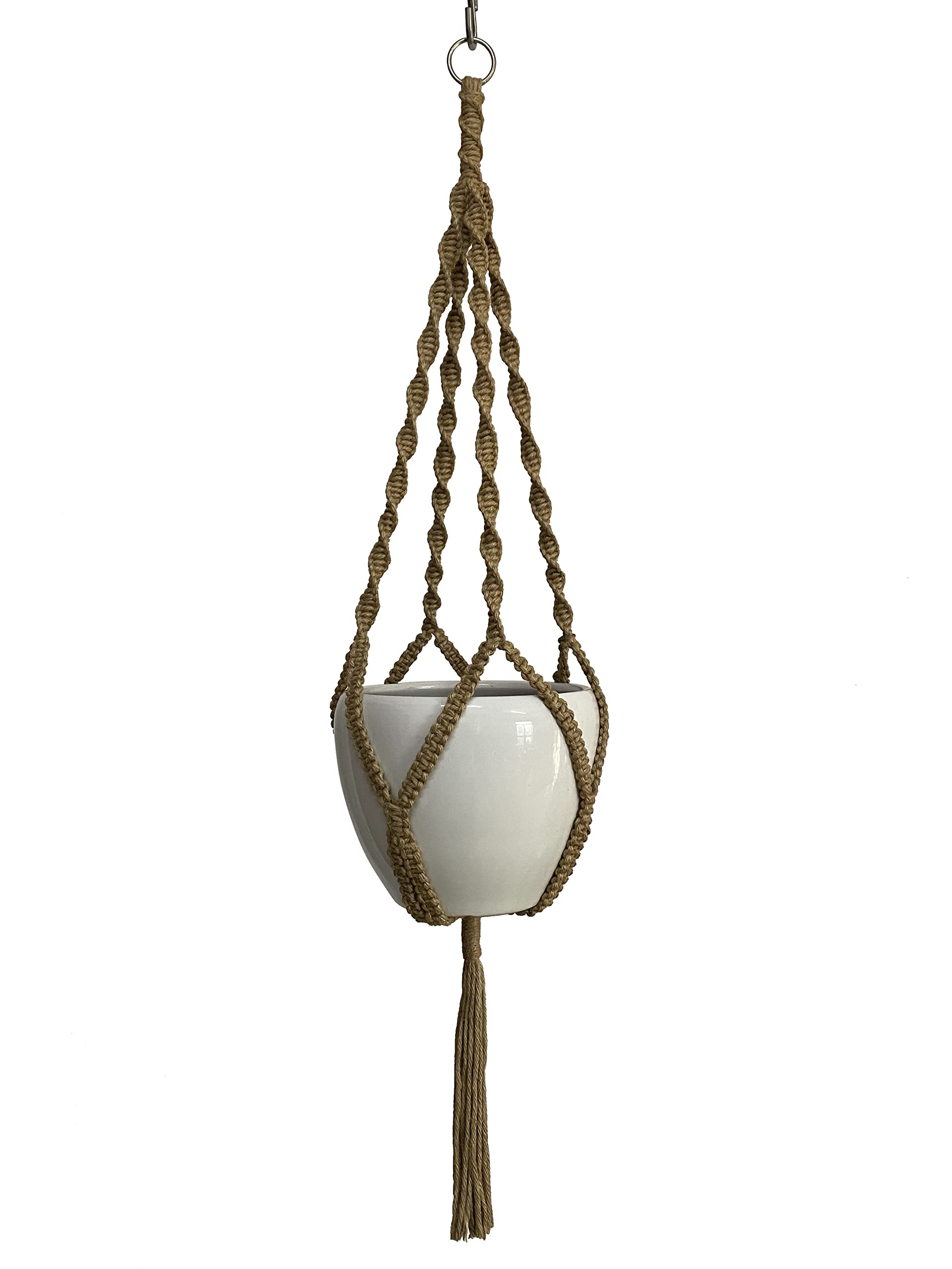 Natural Hemp Rope Macrame Plant Hangers - 48 Inch Handmade Hanging Planter Holders for 10-12 Inch Pots - Light Brown Boho Home Decor for Indoor Plants, Balcony, Living Room & Bedroom Decor