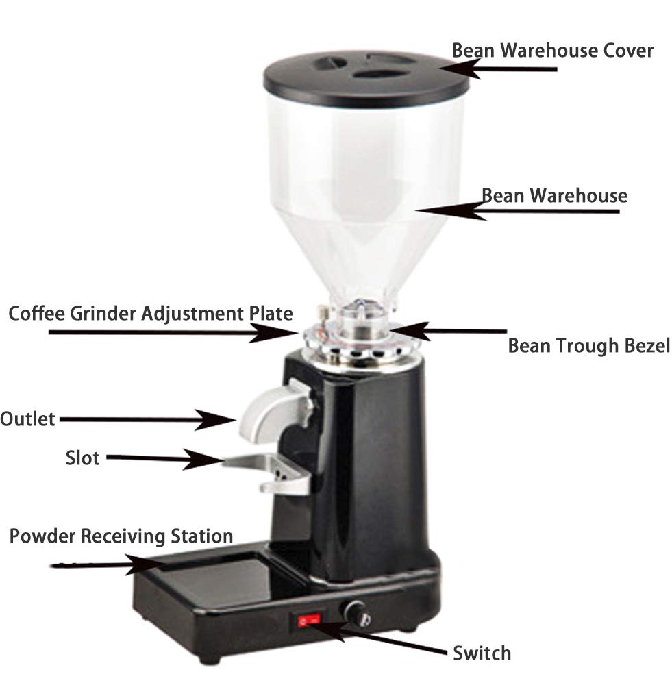 Huanyu 1000G Electric Coffee Grinder - Professional 200W Automatic Burr Mill for Beans, Nuts & Spices with 19 Adjustable Grind Settings, Stainless Steel Blade (110V, Black) - Perfect for Home Brewing, Espresso & French Press Coffee Making