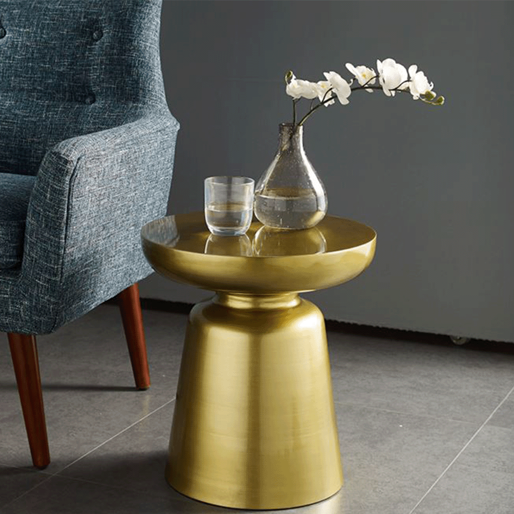 Gold Ringer Side Table - Modern Accent Table for Living Room, Bedroom, or Office - Stylish End Table with Metal Frame for Home Decor