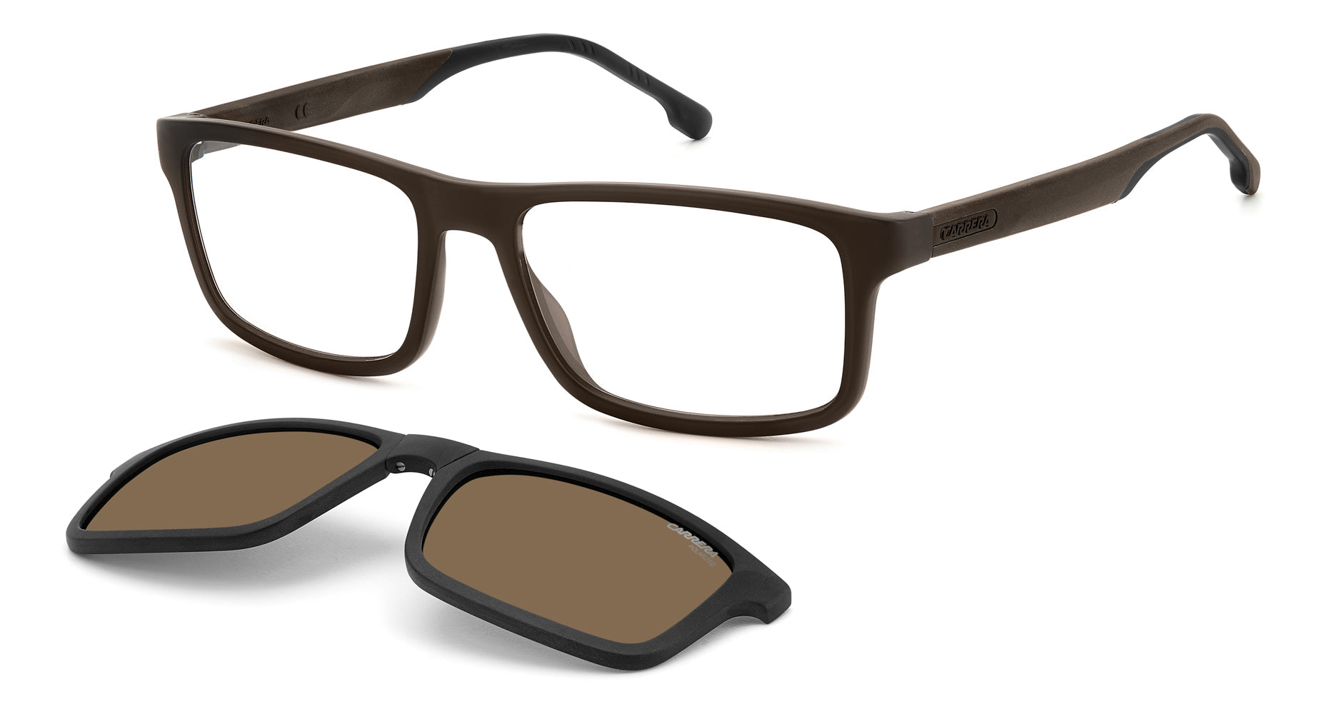 Carrera 8057/CS Clip-On Sunglasses - Polarized UV Protection for Men & Women - Perfect for Driving, Running, and Outdoor Sports