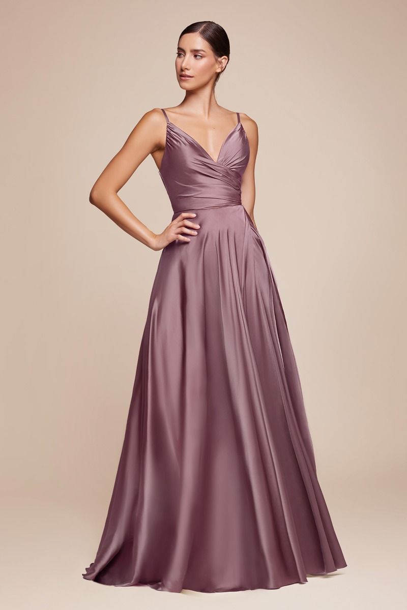 Erica Gown - English Violet Soft Satin A-Line Sweetheart Neckline Dress for Evening Gala, Wedding Guest & Special Occasions