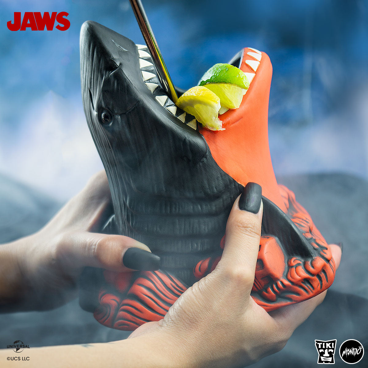 Jaws Tiki Get Out of the Water Variant - Red & Black Collectible Statue for Horror Movie Fans | Perfect for Home Decor, Halloween Party & Movie Themed Gifts