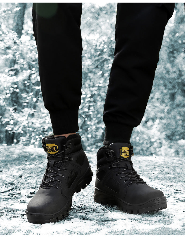 Lovevop Men's Leather Hiking Boots - Non-Slip Outdoor Adventure Hunting Safety Shoes, Casual Sneakers for Back to College, Large Sizes - Perfect for Camping, Trekking & Daily Wear