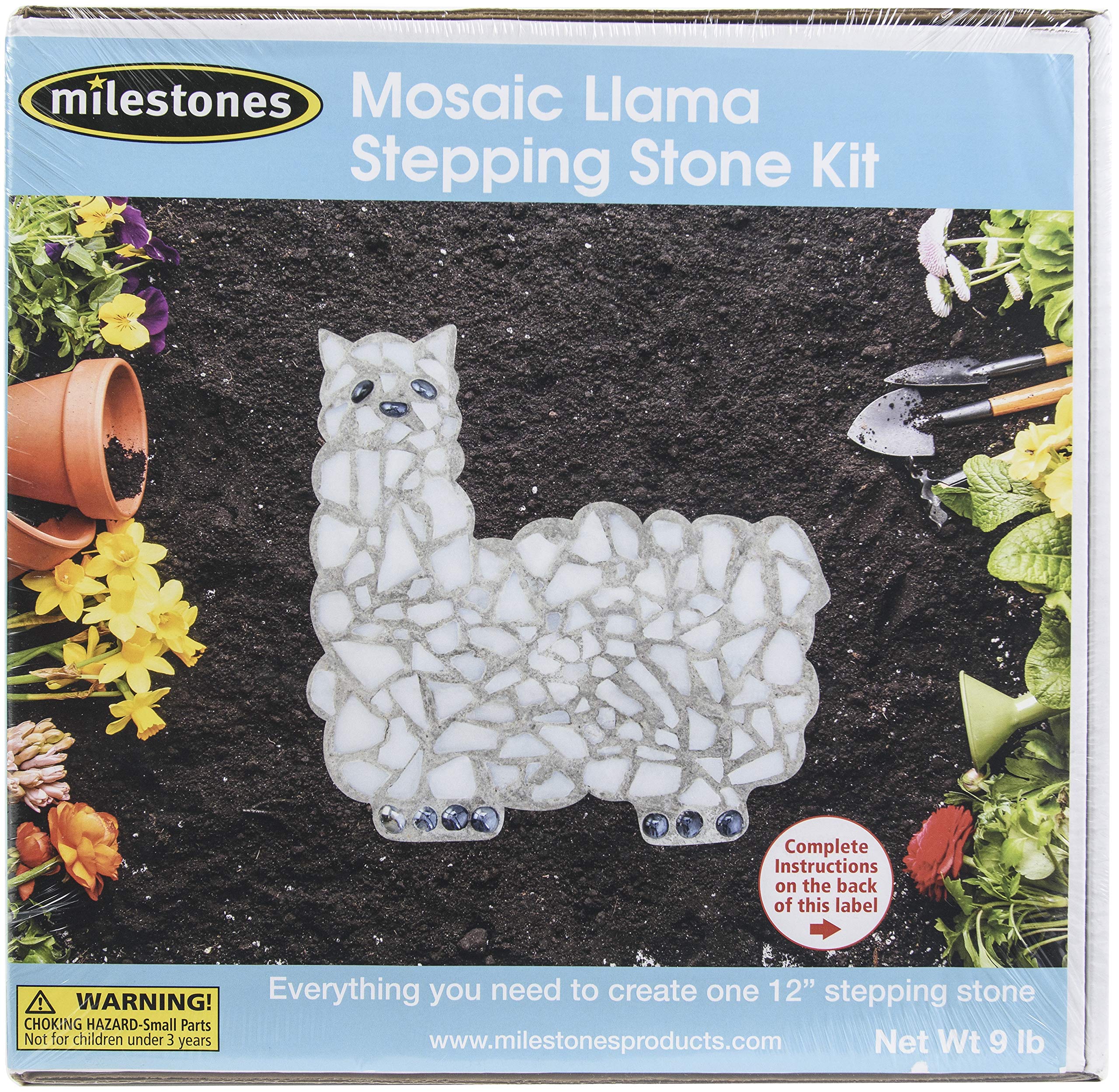Midwest Products Mosaic Stepping Stone Kit - DIY Llama Garden Decor for Kids & Adults | Outdoor Walkway, Patio, Yard Art Project