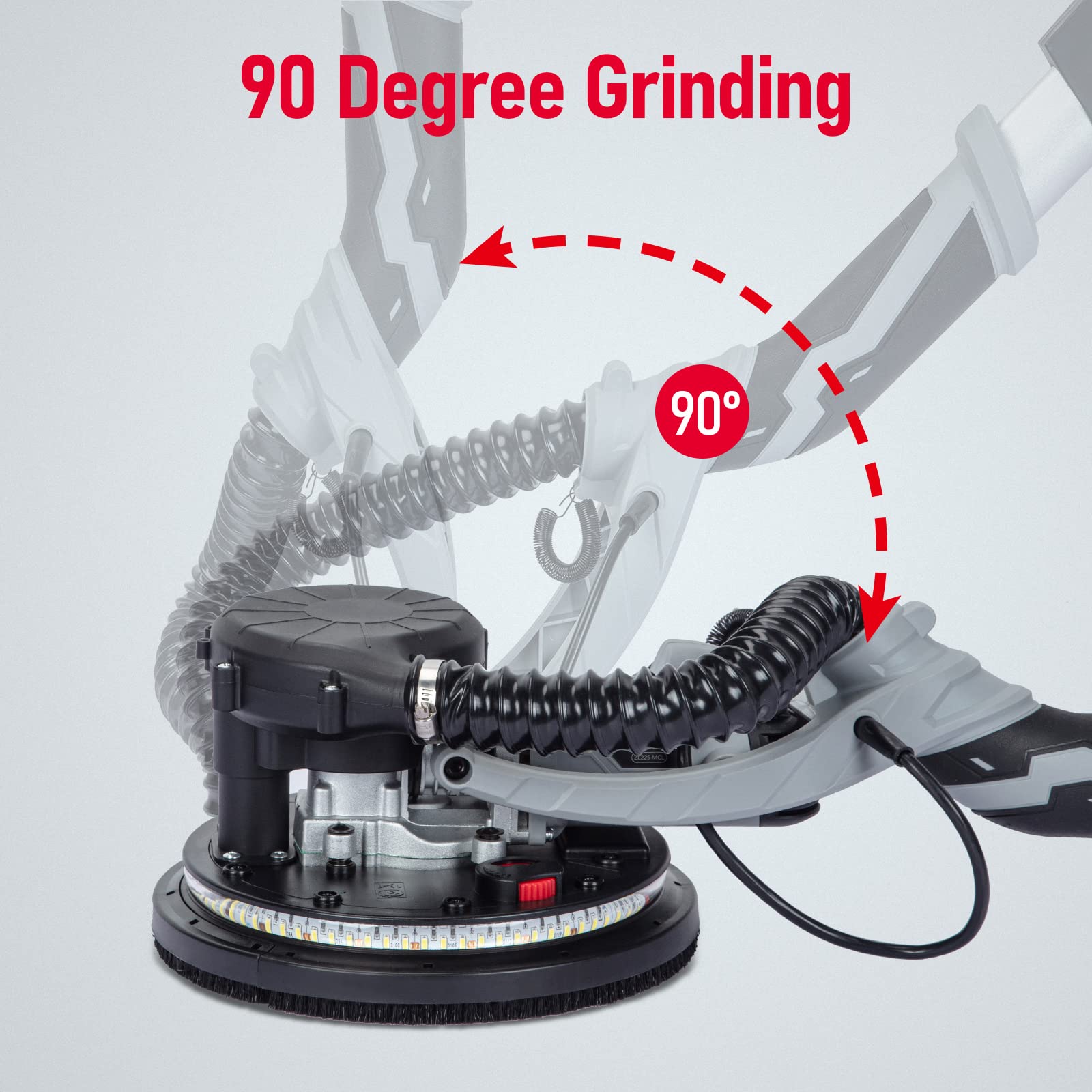 800W Electric Drywall Sander with Vacuum Dust Collection - 6.5A Popcorn Ceiling Remover Tool, Variable Speed 800-1800RPM, LED Light & Foldable Handle - Includes 12 Sanding Discs & Carrying Bag - Perfect for Drywall Repair, Ceiling Texture Removal & Home Renovation Projects