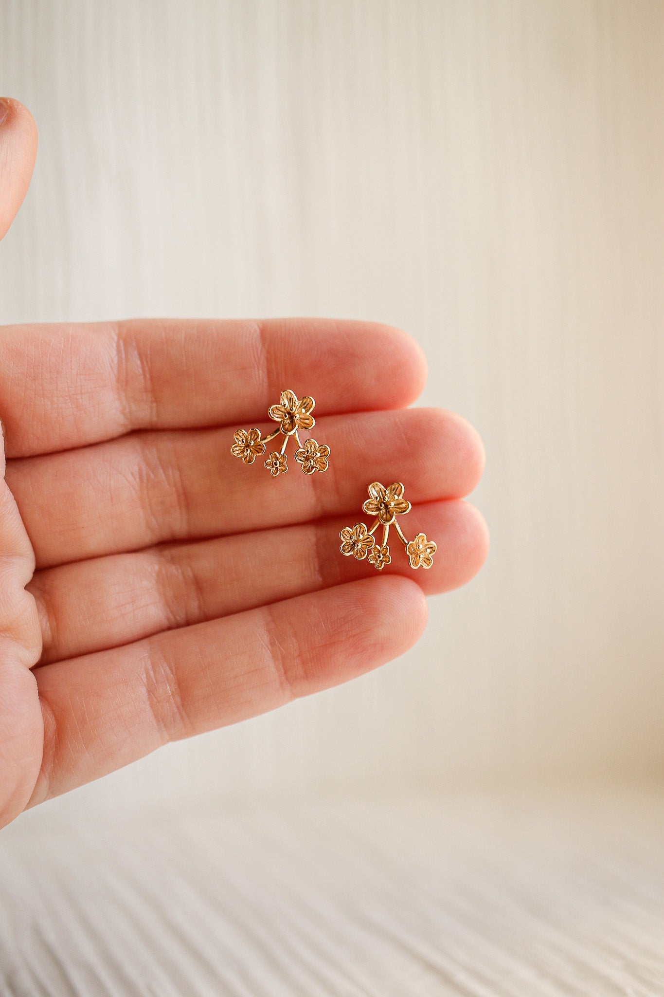 14K Gold Azalea Flower Stud Earrings for Women - Elegant Floral Jewelry Gift for Birthday, Anniversary & Valentine's Day