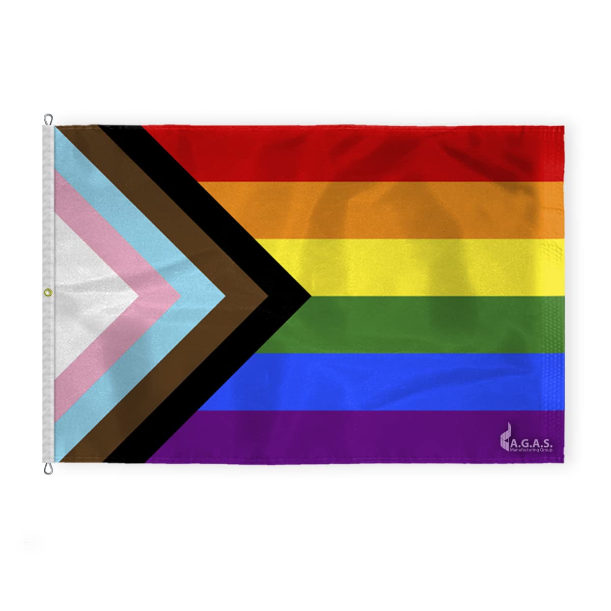 8' x 12' Progressive Pride Flag - Vibrant 6-Stripe LGBTQ Rainbow Flag Made of Durable Nylon with Fade-Proof Colors, Reinforced Canvas Header & Brass Grommets - Perfect for Pride Parades, Home Decor, LGBTQ Events & Outdoor Display