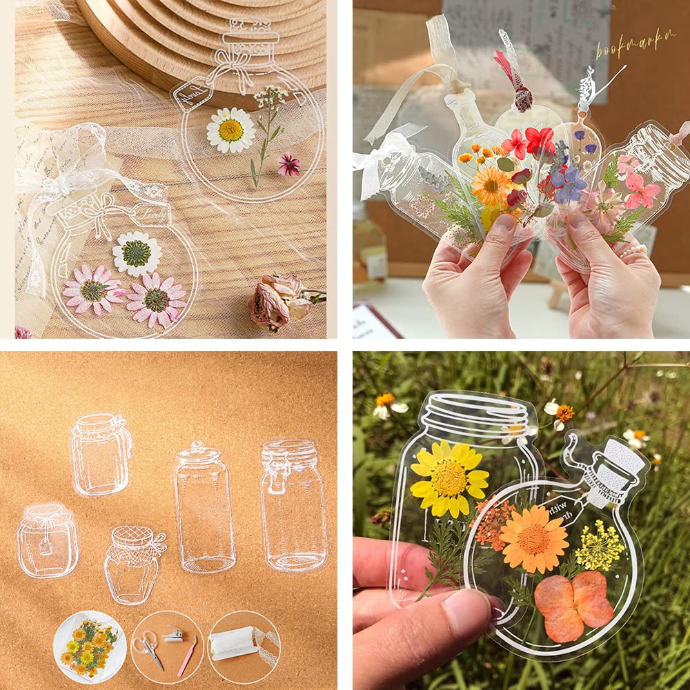 40Pcs Large DIY Transparent Dried Flower Bookmarks - Handmade Floral Bookmark Set for Reading, Journaling, Scrapbooking & Gift Giving - Kaluofan Flower Page Markers for Book Lovers