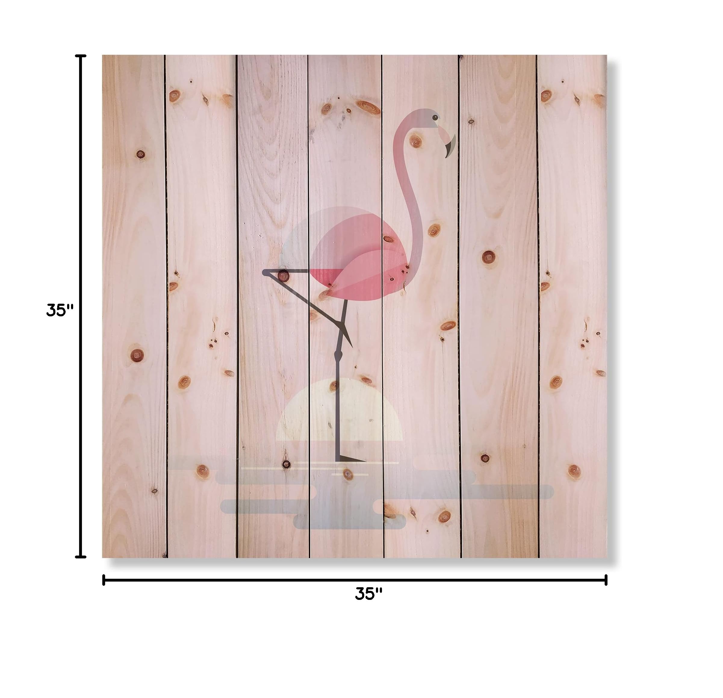 DesignQ Pink Flamingo Wall Decor - Farmhouse Wood Wall Art with Large Animal Print on Natural Pine Wood - Perfect for Living Room, Bedroom & Nursery Decor