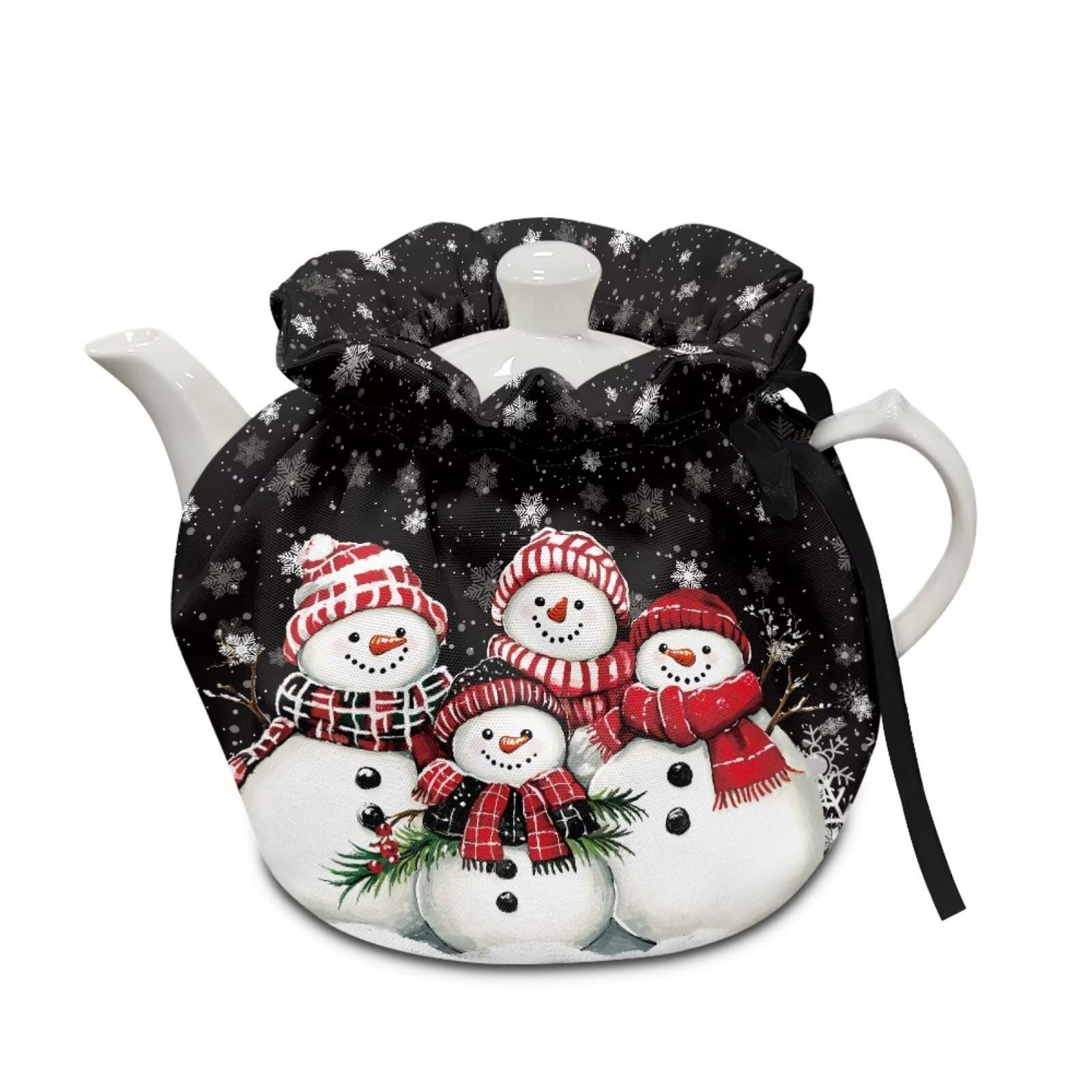 Yewattles Reusable Christmas Snowman Tea Cozy - Soft, Lightweight & Machine Washable Tea Kettle Cover to Keep Tea Warm - Perfect for Home, Office & Car Use