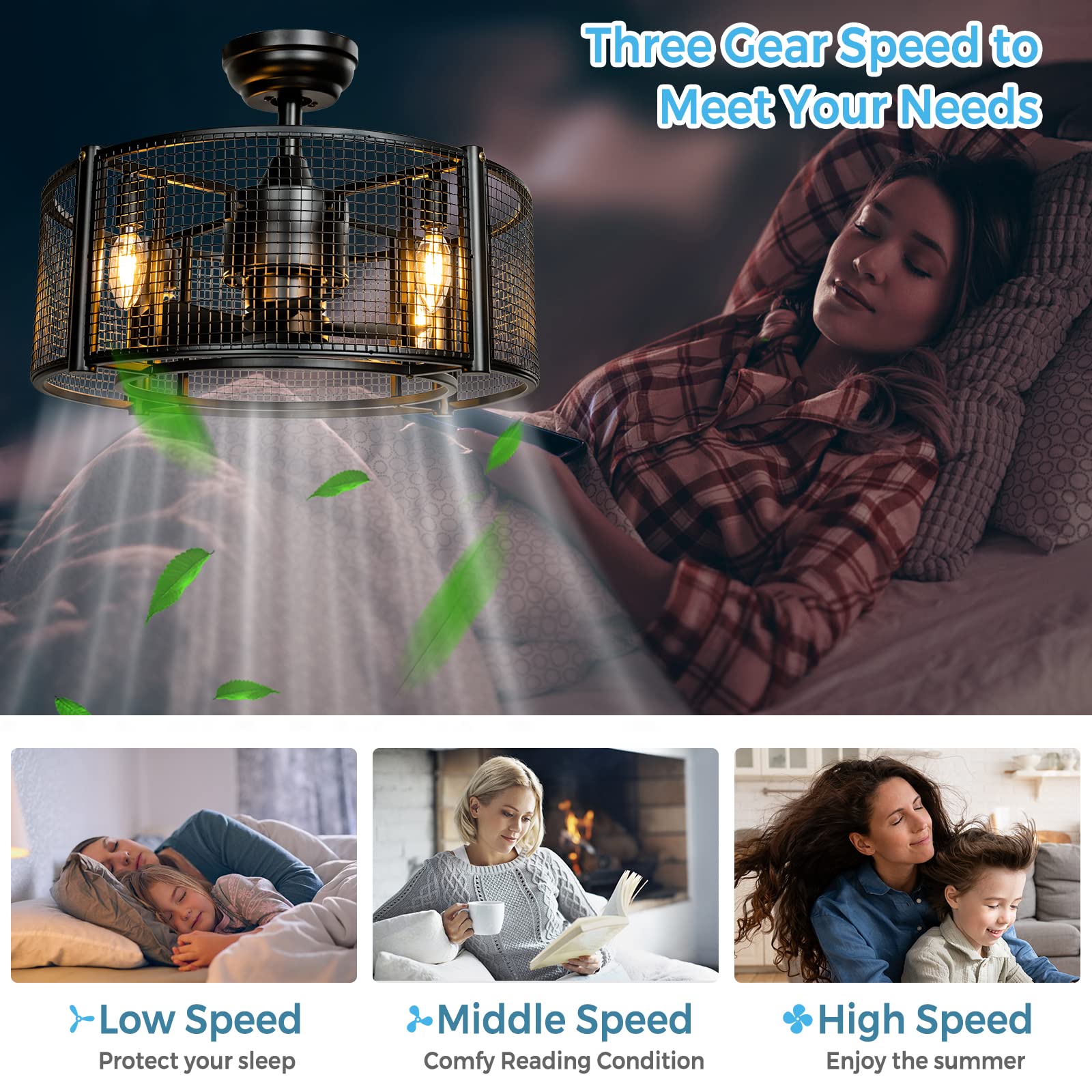 Tangkula 20 Inch Industrial Ceiling Fan with Light & Remote Control - Reversible Motor, 3 Speed Settings, Timer Function, E12 Base (Bulbs Not Included) - Perfect for Warehouse, Garage, Loft & Farmhouse (Black)