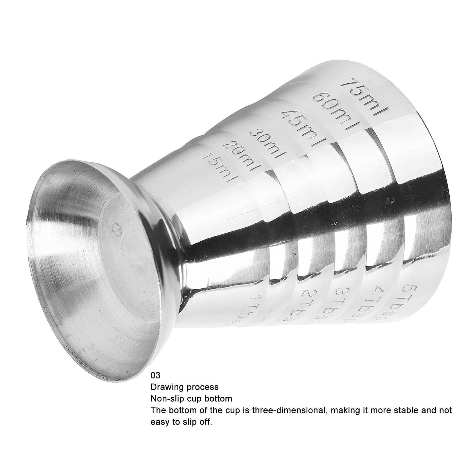 75ml 2.5oz Stainless Steel Measuring Cup with Scale - Professional Cocktail Jigger for Bartenders, Home Bars & Restaurants - Multi-Purpose Ounce Cup for Mixing Drinks, Cooking & Baking - Perfect for Bars, Hotels, Cafes & KTVs