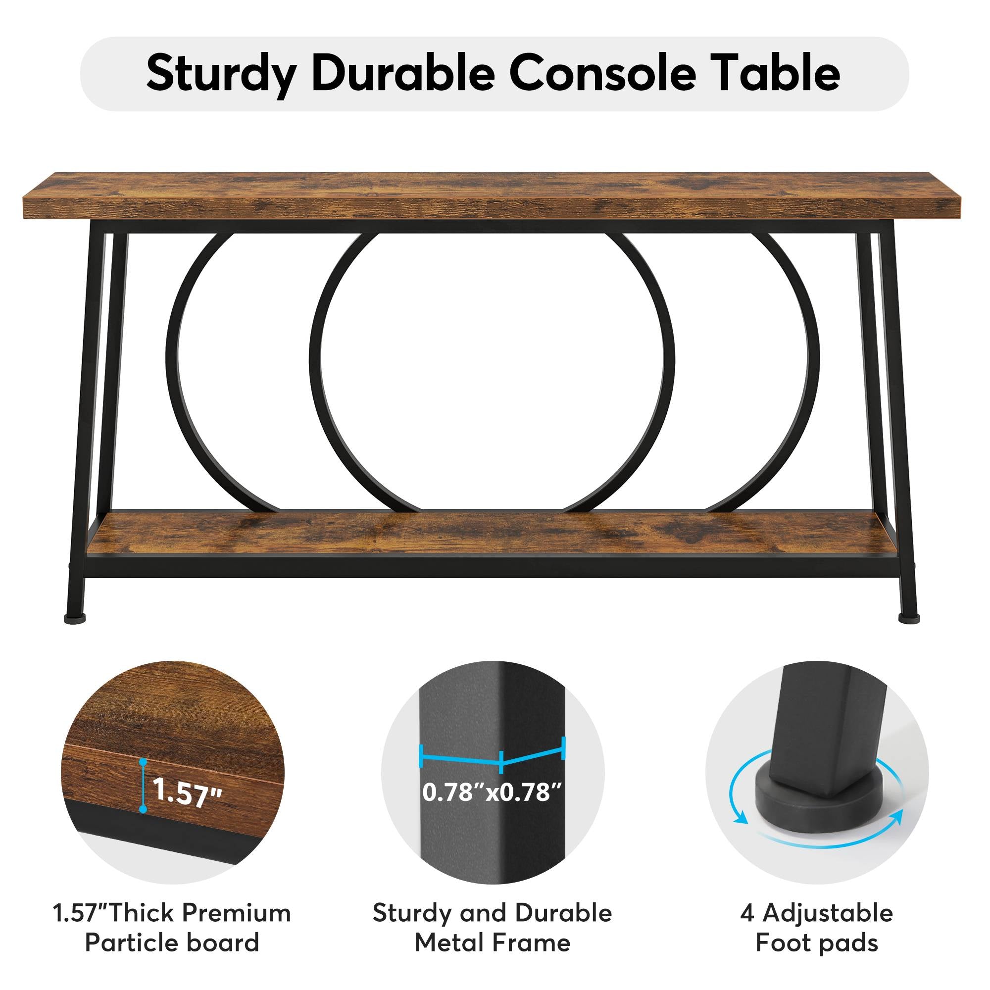 2 Tier Console Table with Storage Shelves - 70.9