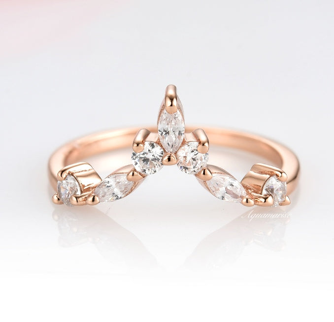 14K Solid Rose Gold Marquise Natural Diamond or Moissanite Wedding Band - Elegant Bridal Ring for Engagement, Anniversary & Special Occasions