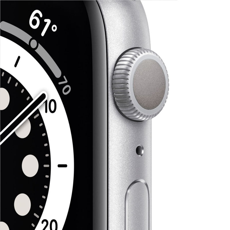 Apple Watch Series 6 (GPS) 44mm Silver Aluminum Case with White Sport Band - Adjustable Smartwatch for Fitness Tracking & Daily Use