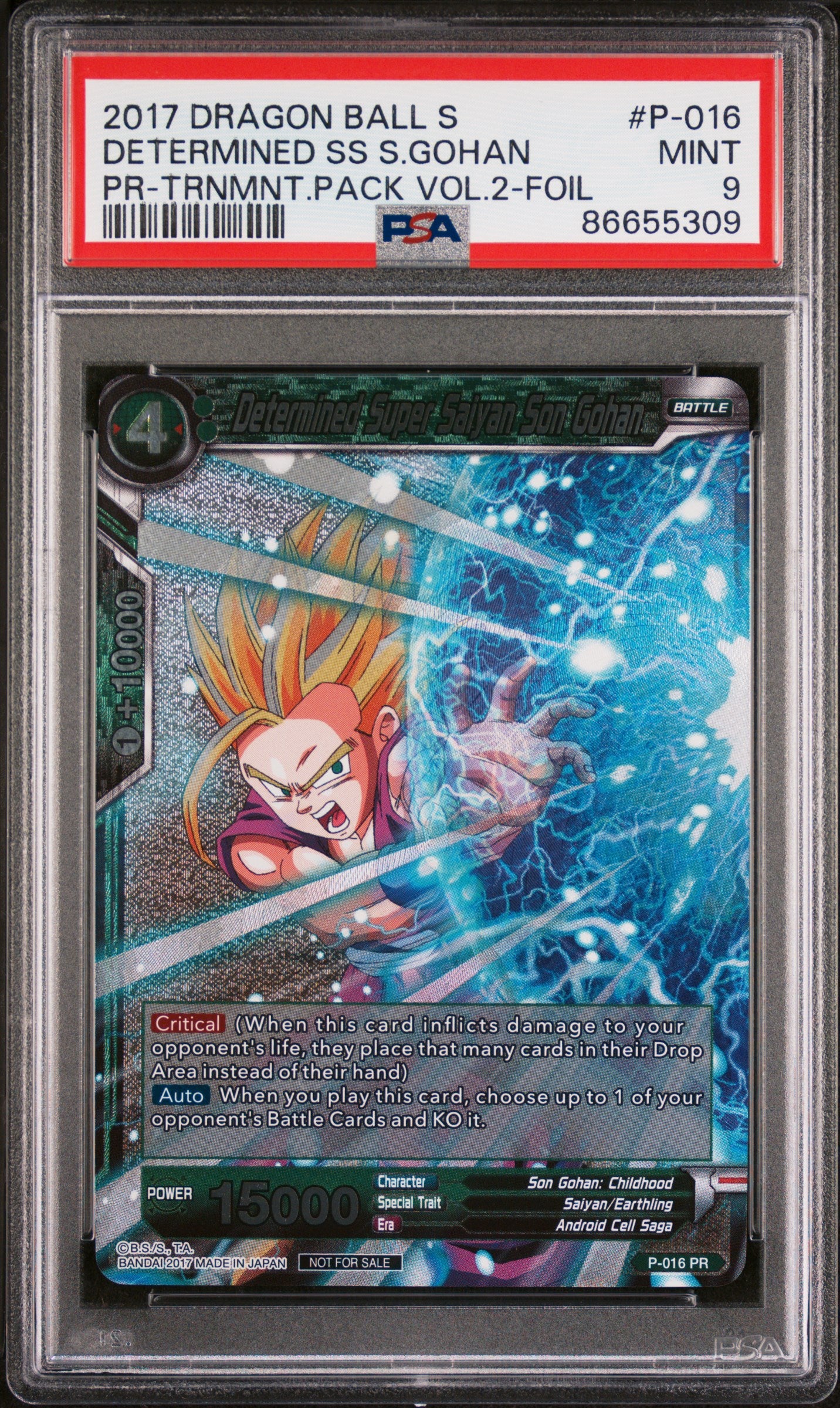 2017 Dragon Ball Super Determined SS Gohan #P 016 PSA 9 Graded Trading Card - Perfect for Anime Collectors & Dragon Ball Z Fans Display
