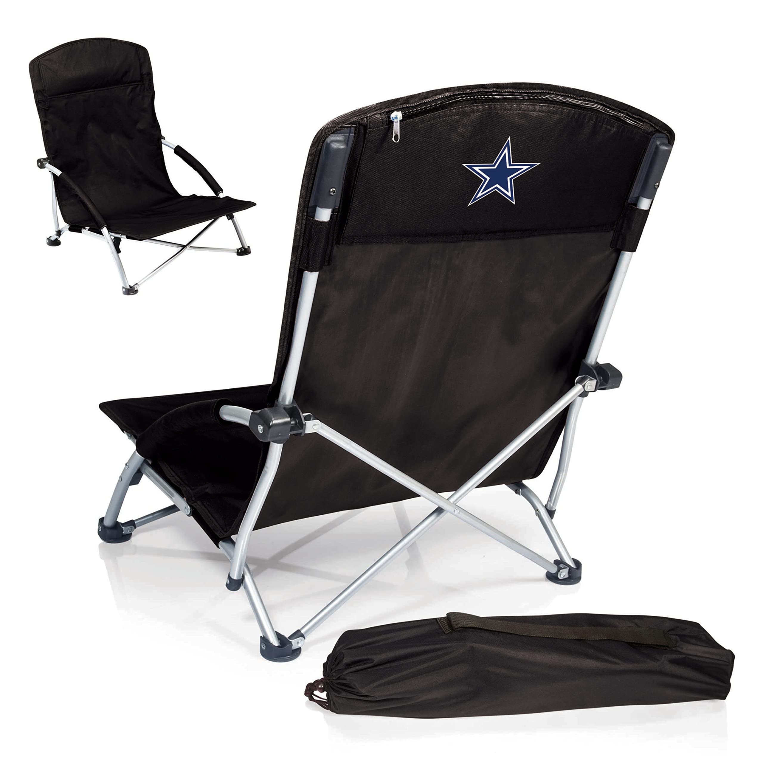 NFL Tranquility Low Beach Chair with Carry Bag - Portable Folding Lawn Chair for Adults - Perfect for Beach, Camping, Picnics & Outdoor Relaxation
