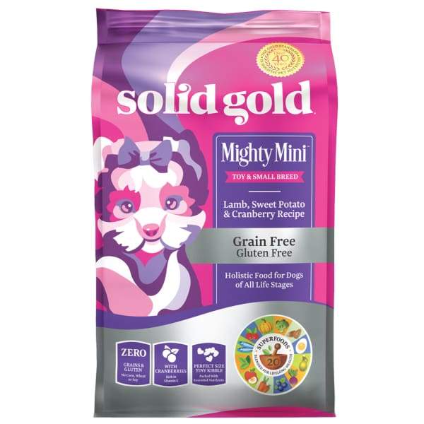 Premium Solid Gold Mighty Mini Lamb, Sweet Potato & Cranberry Dry Dog Food - 1.8kg Grain-Free Recipe for Small Breed Dogs | Perfect for Puppies & Adult Dogs with Sensitive Stomachs | Ideal for Home Feeding & Travel Use