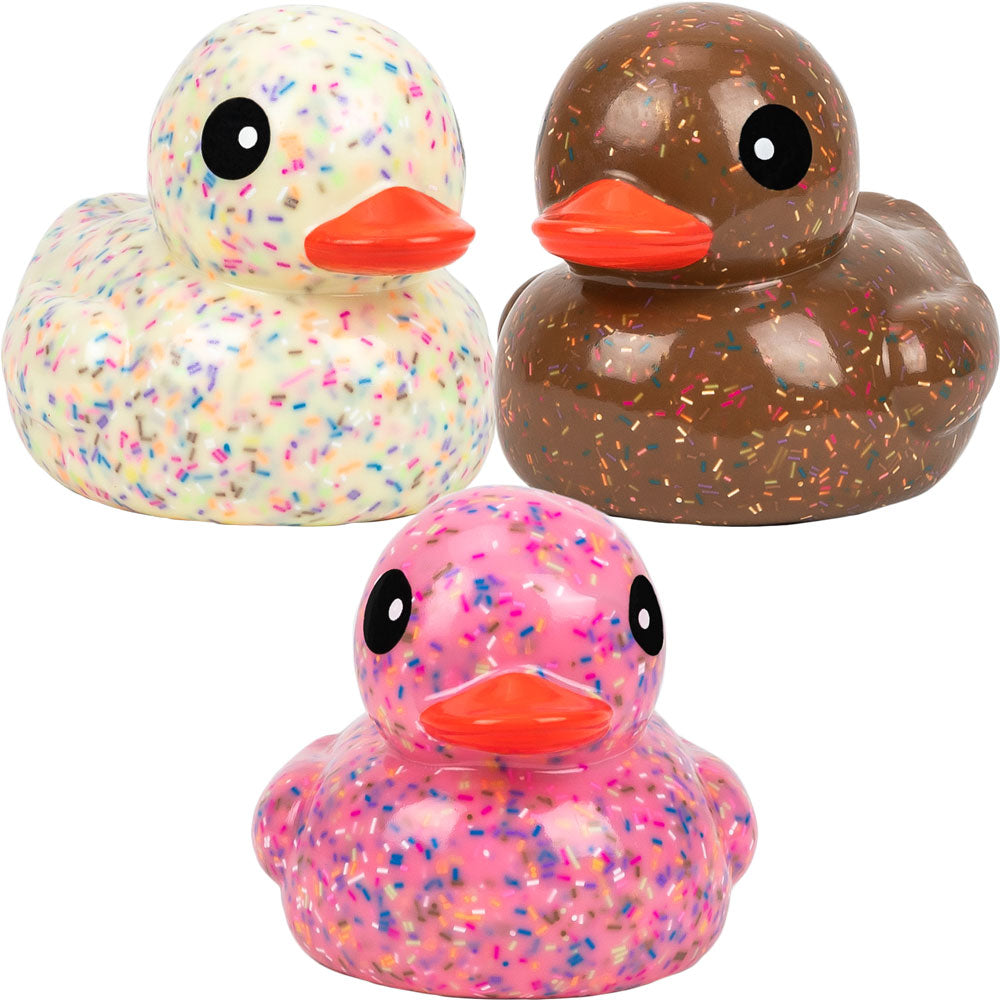 6-inch Neapolitan Sprinkle Ducks - Colorful Cake Toppers for Birthday Parties, Baby Showers & Dessert Decorations