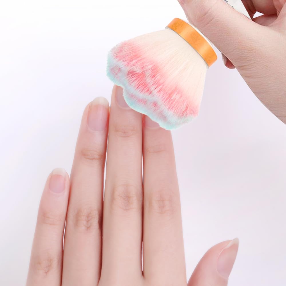 Acrylic Nail Dust Brush - Pink Rose Soft Kabuki for Nail Art & Makeup | Manicure & Powder Removal Tool