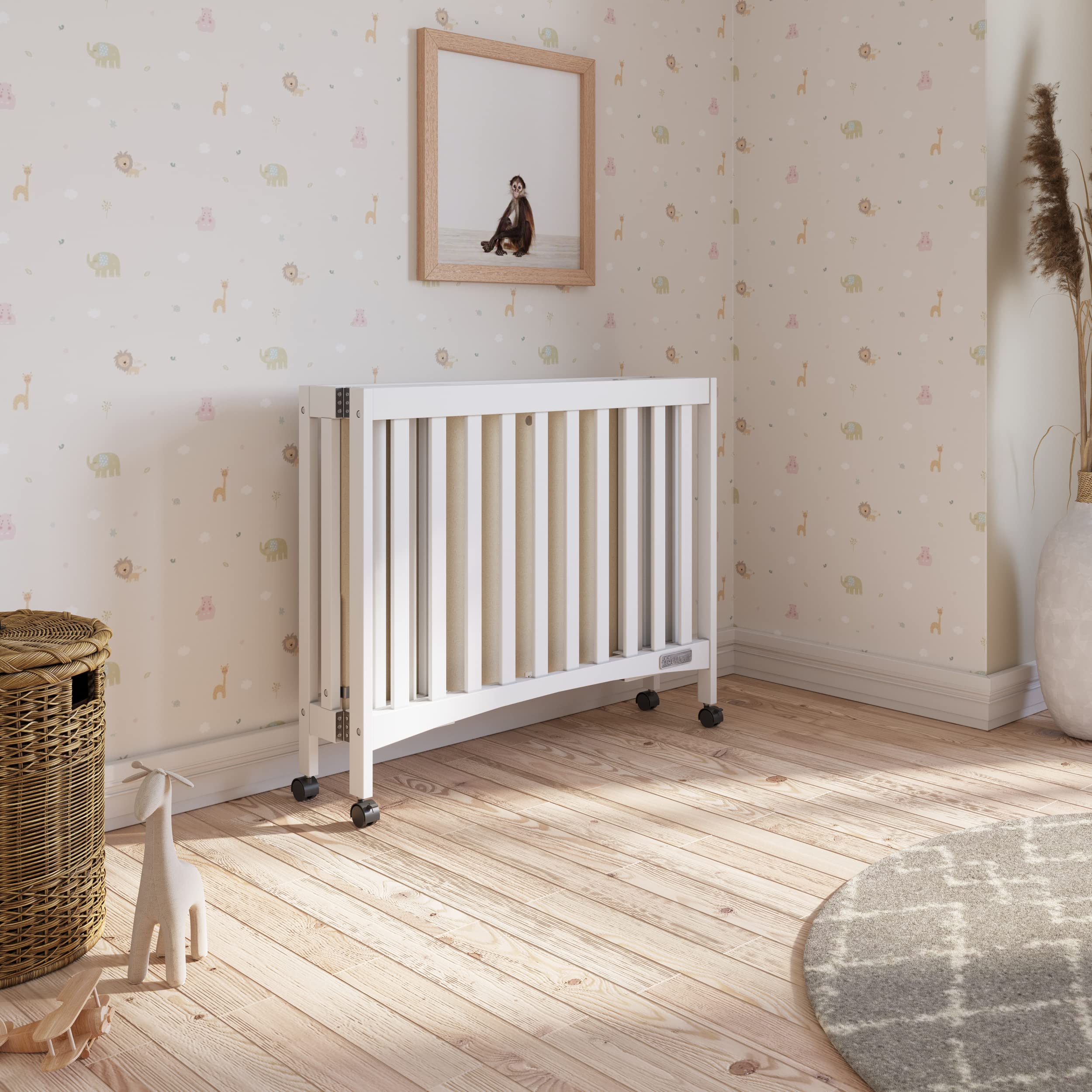 Child Craft London Mini Compact Folding Portable Crib with 2
