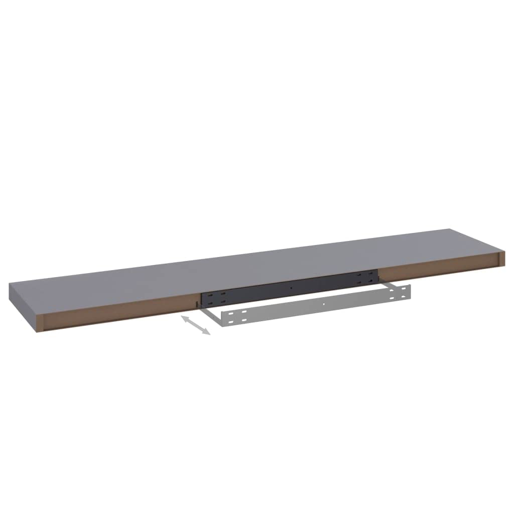Modern Floating Wall Shelf Set - 4 Pack Gray MDF Ledges 47.2