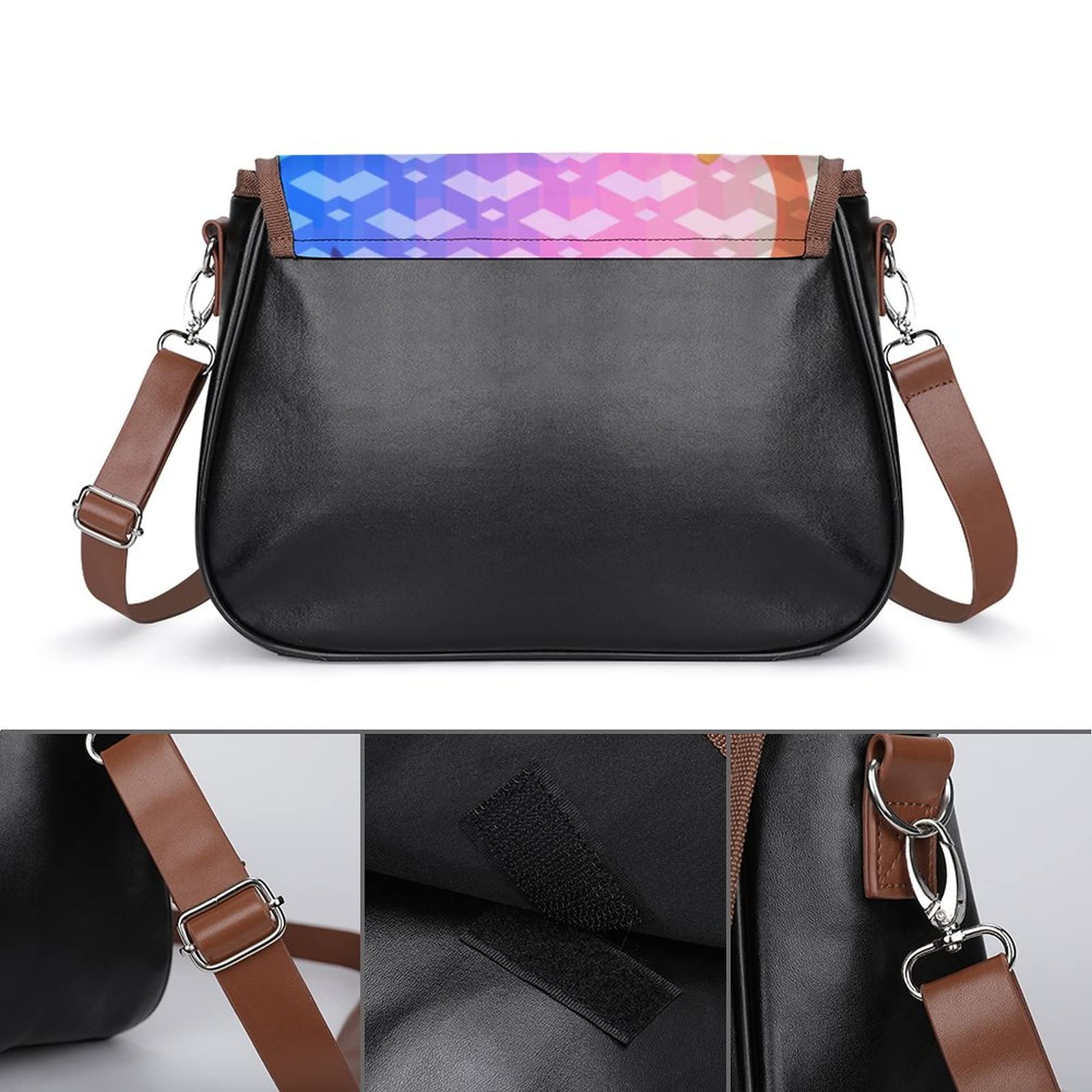 Stylish Medium Crossbody Bags for Women - Printed Shoulder Messenger Purse & Designer Satchel Handbag with Rainbow Cat Fantasy Pattern | Perfect for Work, Travel & Everyday Use