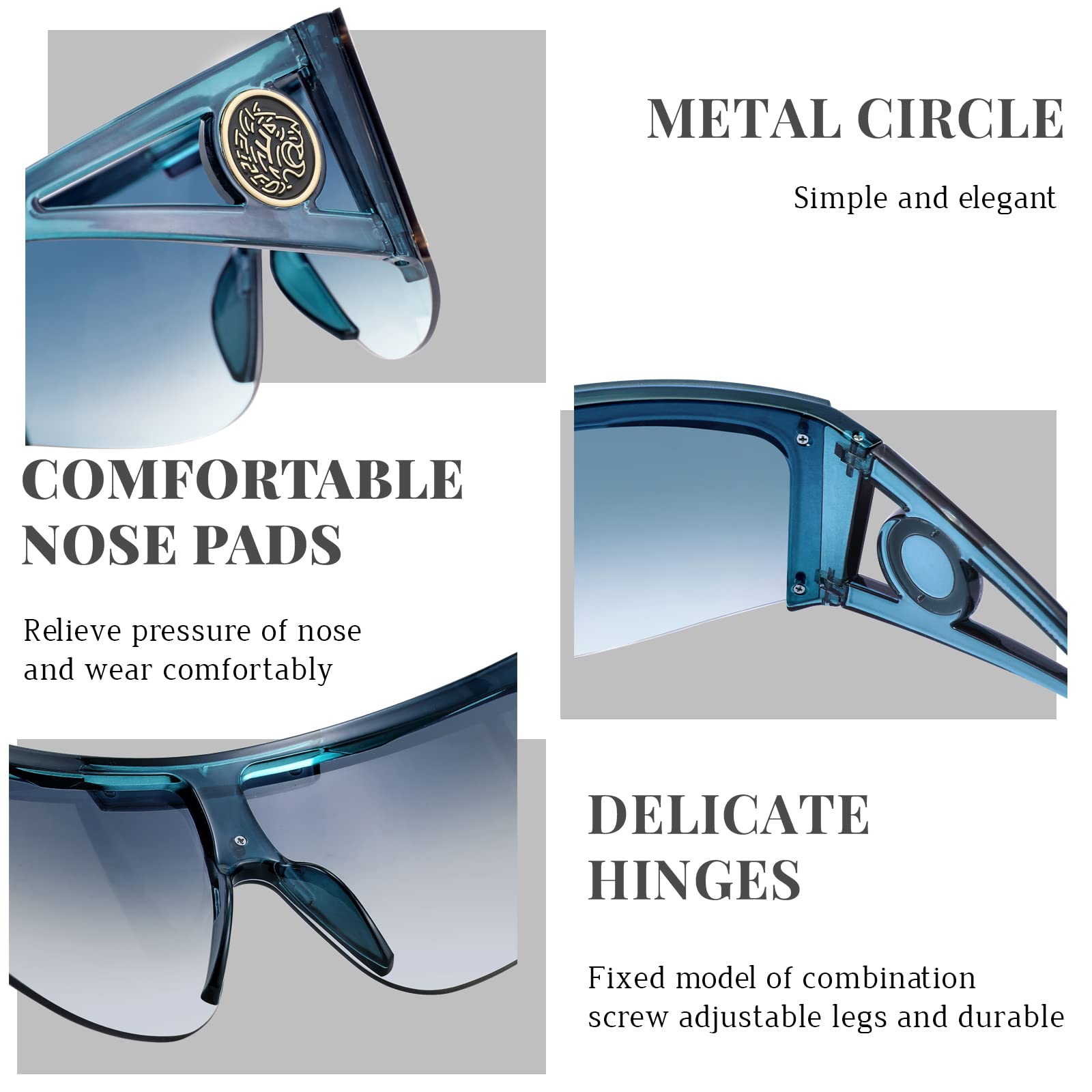 FEISEDY One Piece Oversized Sunglasses for Men & Women - UV Protection Big Frame Wrap Around Shield Sunglasses for Cycling, Driving, Beach & Vacation (B4027) | Perfect for Outdoor Sports, Travel & Fashion Accessories
