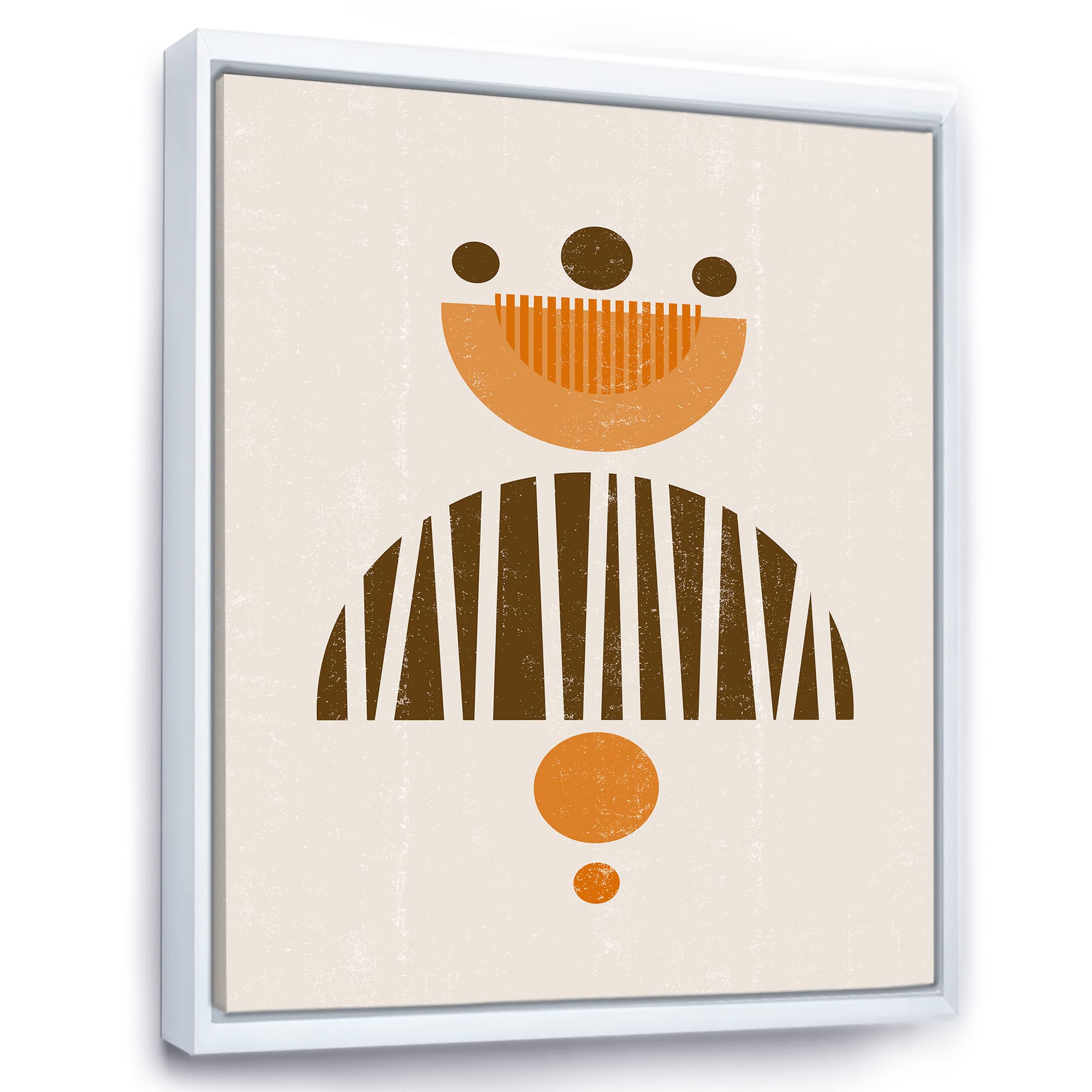 Abstract Minimal Sun and Moon Wall Art - Earth Tone Framed Canvas Print for Living Room & Bedroom Decor | Modern Home & Office Wall Decor