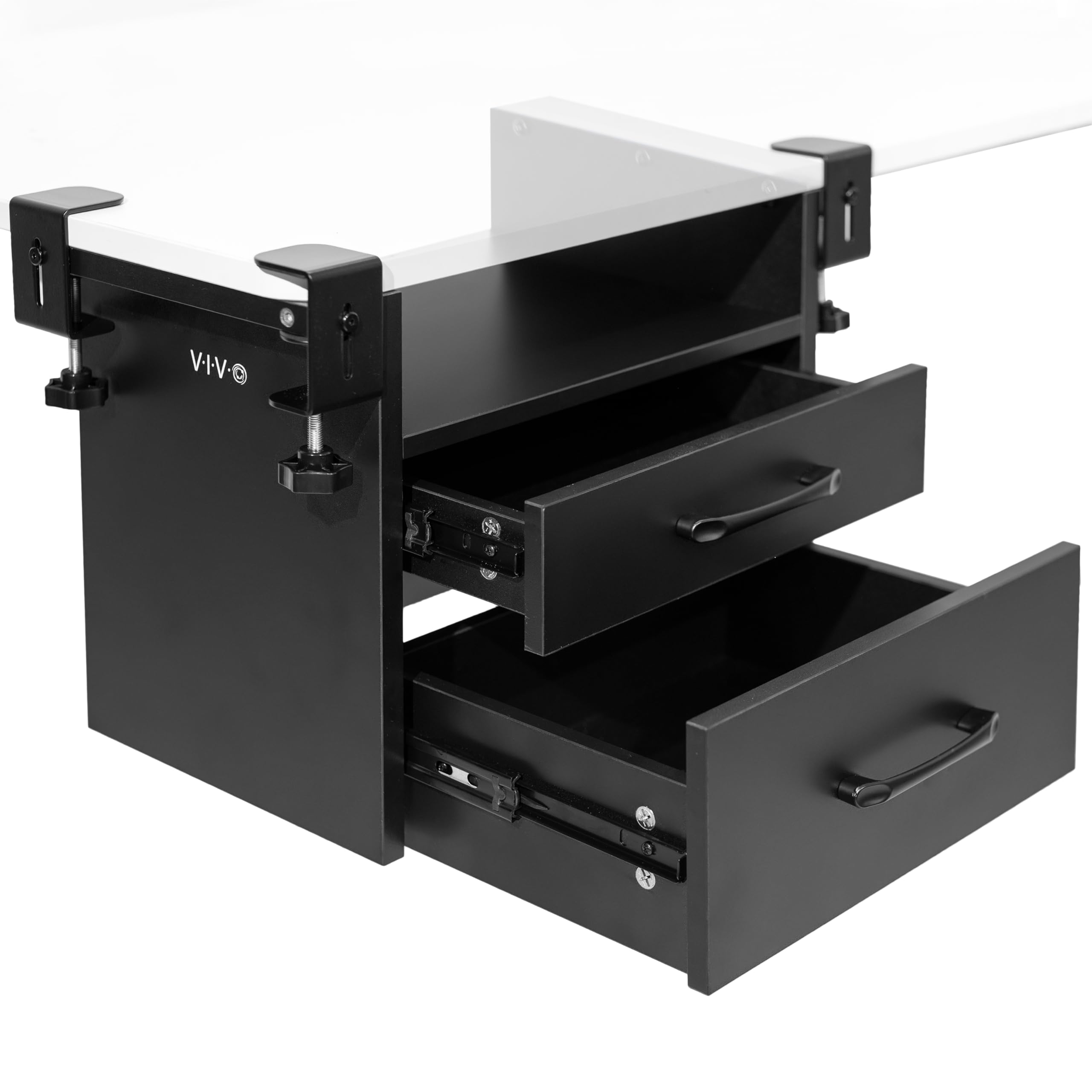 VIVO Black Under Desk Corner Drawer & Shelf System - Multi-Level Storage Organizer for Office Supplies, Gaming Devices, Accessories | Perfect for Home Office, Gaming Setup & Workspace Organization
