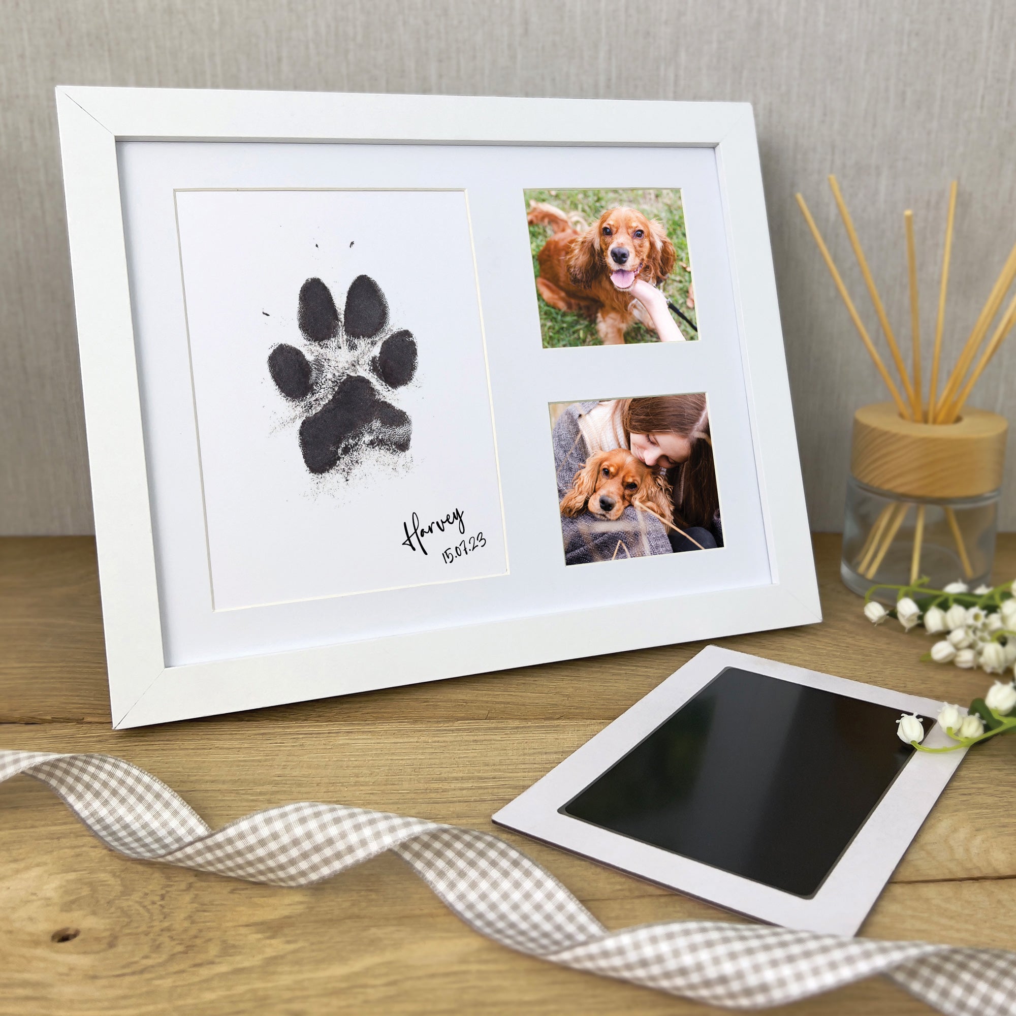 Custom Paw Print Ink Keepsake Photo Frame Kit for Pet Memorials - Perfect for Dog & Cat Lovers, Memorial Gifts & Home Decor