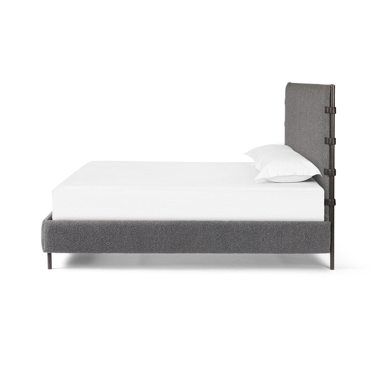 Anders Bed Knoll Charcoal King - Premium Bed Frame for Modern Bedrooms | Perfect for Master Bedroom, Guest Room & Apartment Decor