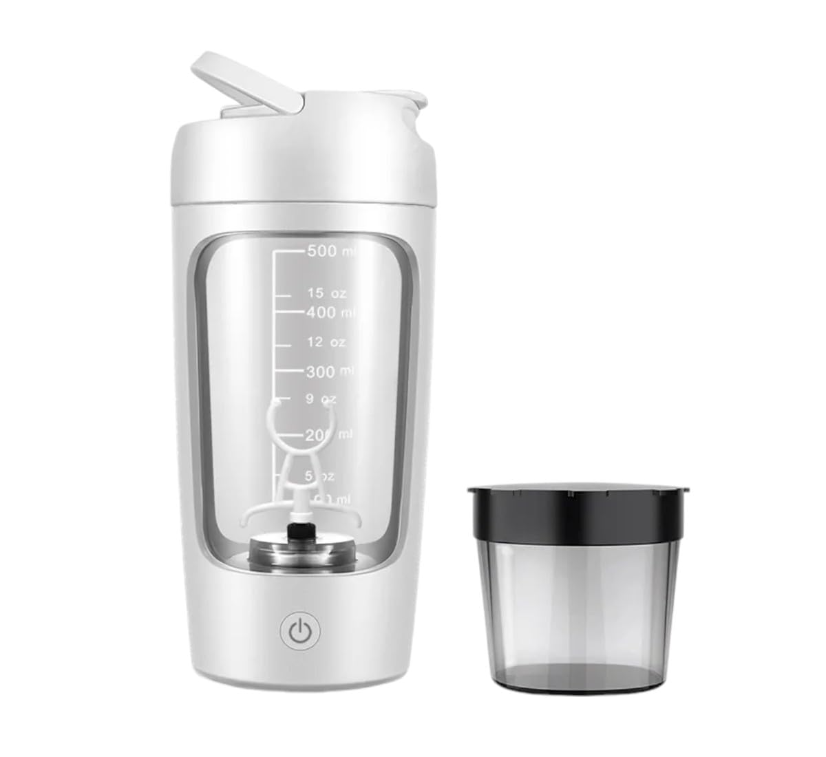 Premium Electric Portable Protein Shaker Bottle 650ml - Tritan BPA-Free Rechargeable Blender with Free Protein Powder Cup | Perfect for Gym, Sports & On-The-Go Nutrition | Smoothie Mixing & Post-Workout Recovery (Pearl White)