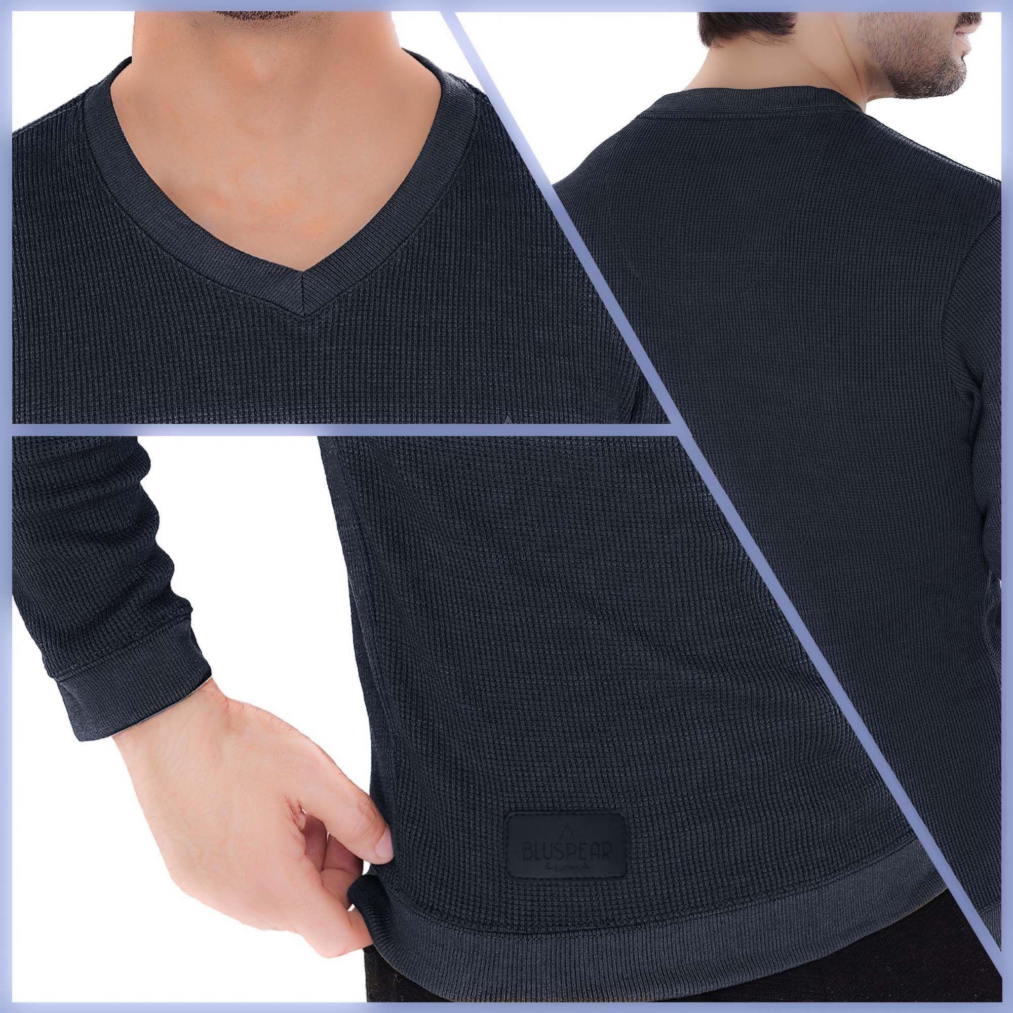 Men's Long Sleeve Waffle Thermal Shirt - Soft Knit Sweater & Comfortable Sweatshirt for Winter Warmth | Perfect for Outdoor Activities, Camping & Casual Wear