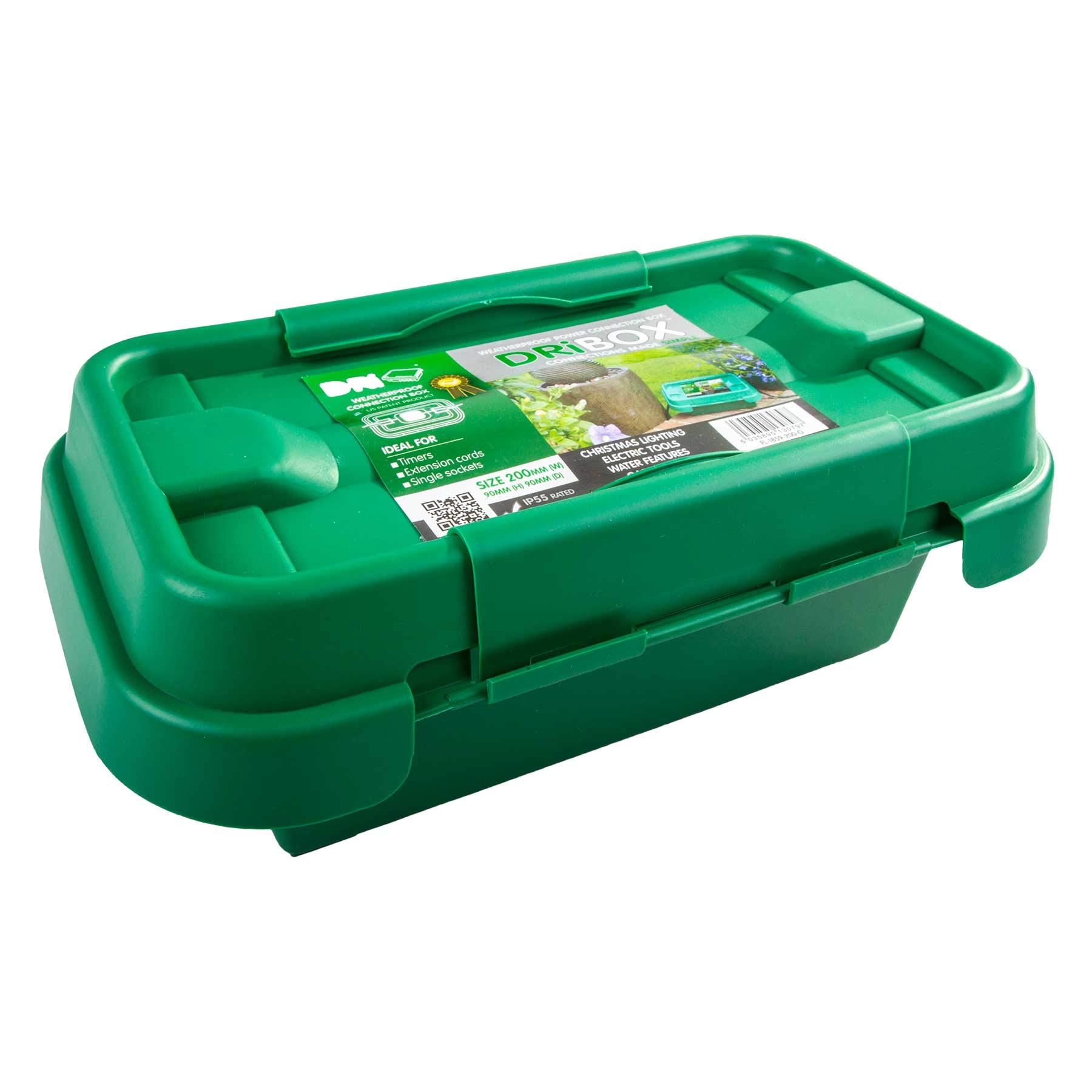 Dri-Box DRiBOX FL-1859-200G IP55 Waterproof Electrical Junction Box - Small Outdoor Weatherproof Enclosure for Electrical Wiring (Green) - Ideal for Garden, Patio & Marine Applications