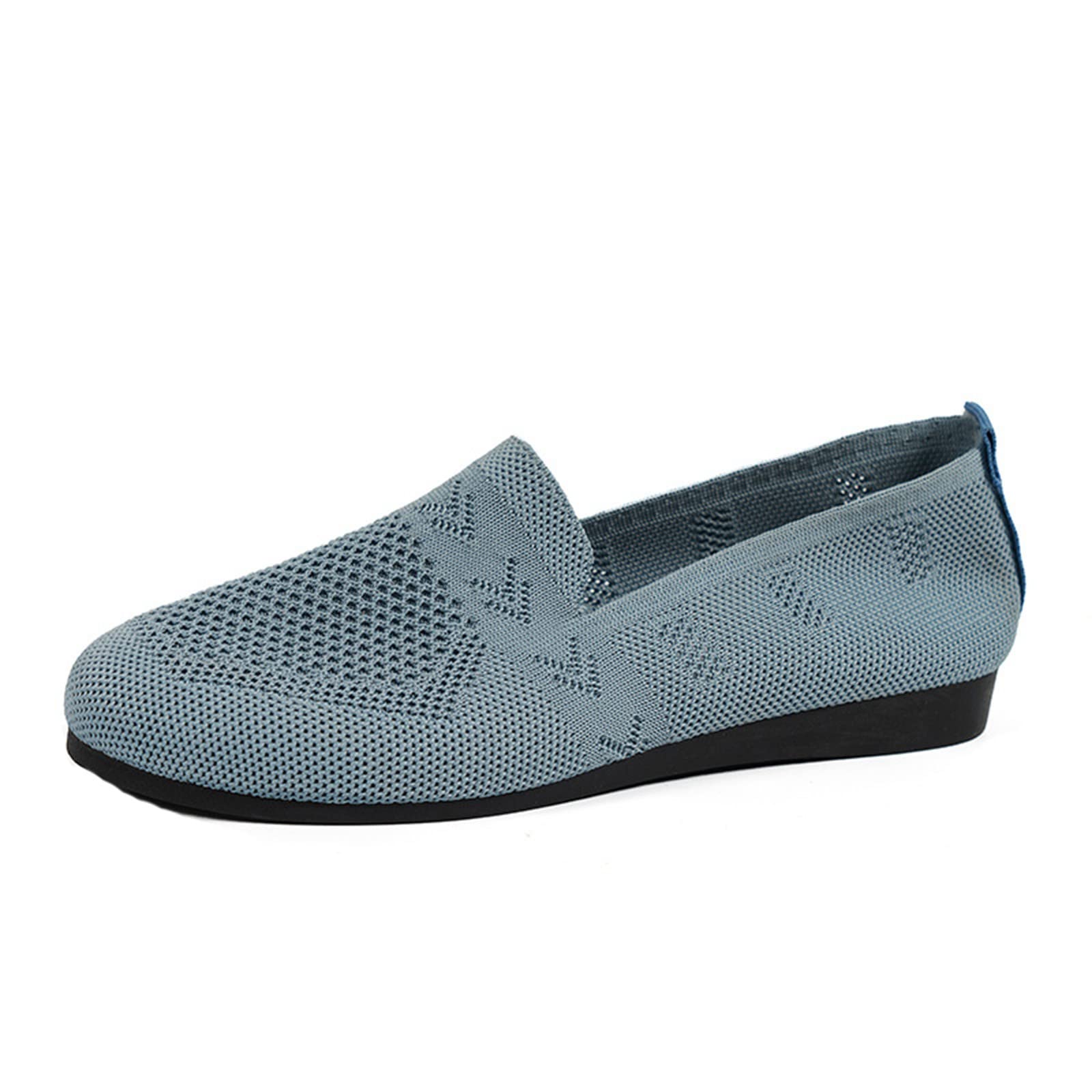 Silver Block Heel Sandals for Women - Breathable Summer Running Shoes with Slip-On Design, Lightweight Knit Casual Flats for Work & Everyday Wear | Perfect for St. Patrick's Day, Office, Walking & Outdoor Activities