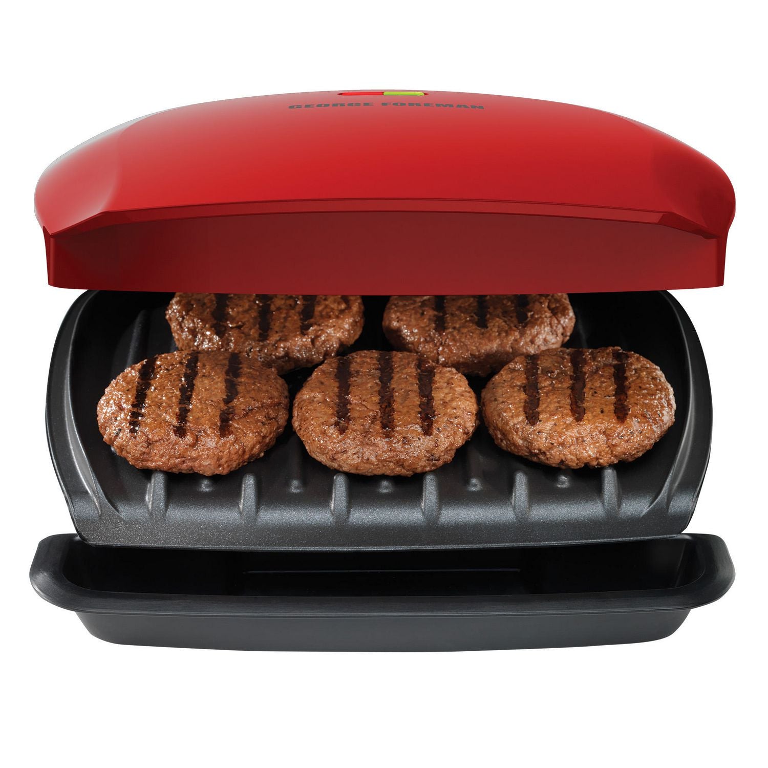 George Foreman GR2080RC 5-Serving Red Plate Electric Indoor Grill - Perfect for Family BBQs, Quick Meals & Healthy Cooking