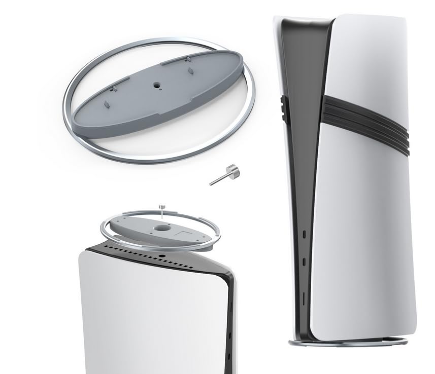 Vertical Stand for PS5 PRO/PS5 Slim/PS5 - Easy Installation & High Stability with Screws | Silver Gaming Accessory for Enhanced Console Setup | Perfect for Living Room, Game Room & Office Organization