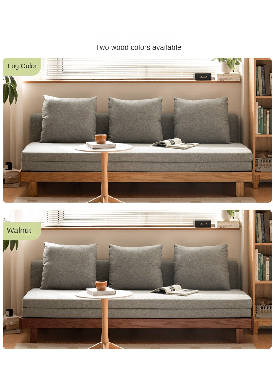 Solid Oak & Beech Wood Sofa Bed - Convertible Sleeper Sofa for Small Spaces, Guest Room & Living Room Furniture - Durable & Stylish Modern Design
